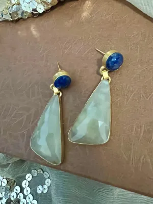 Lapis and Lemon Quartz Earrings