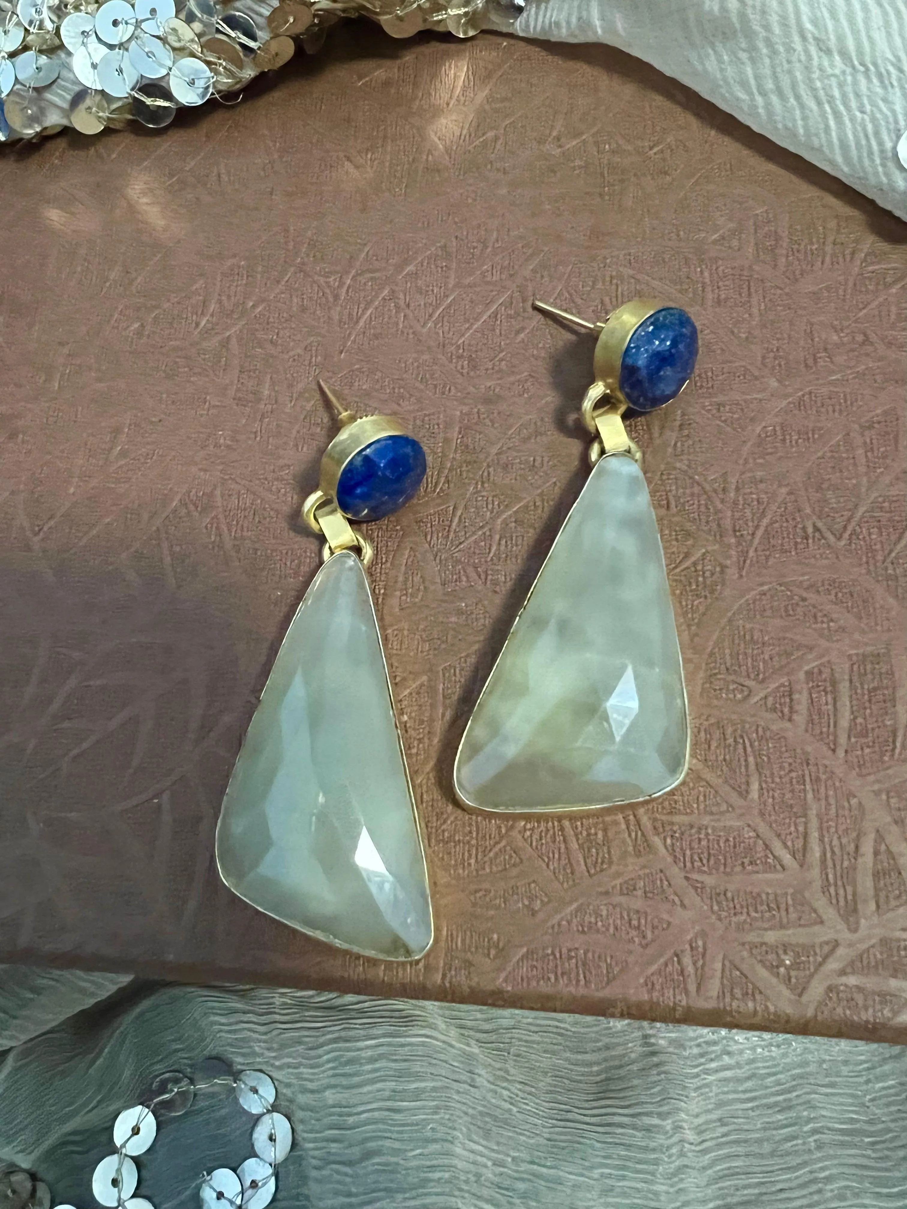Lapis and Lemon Quartz Earrings