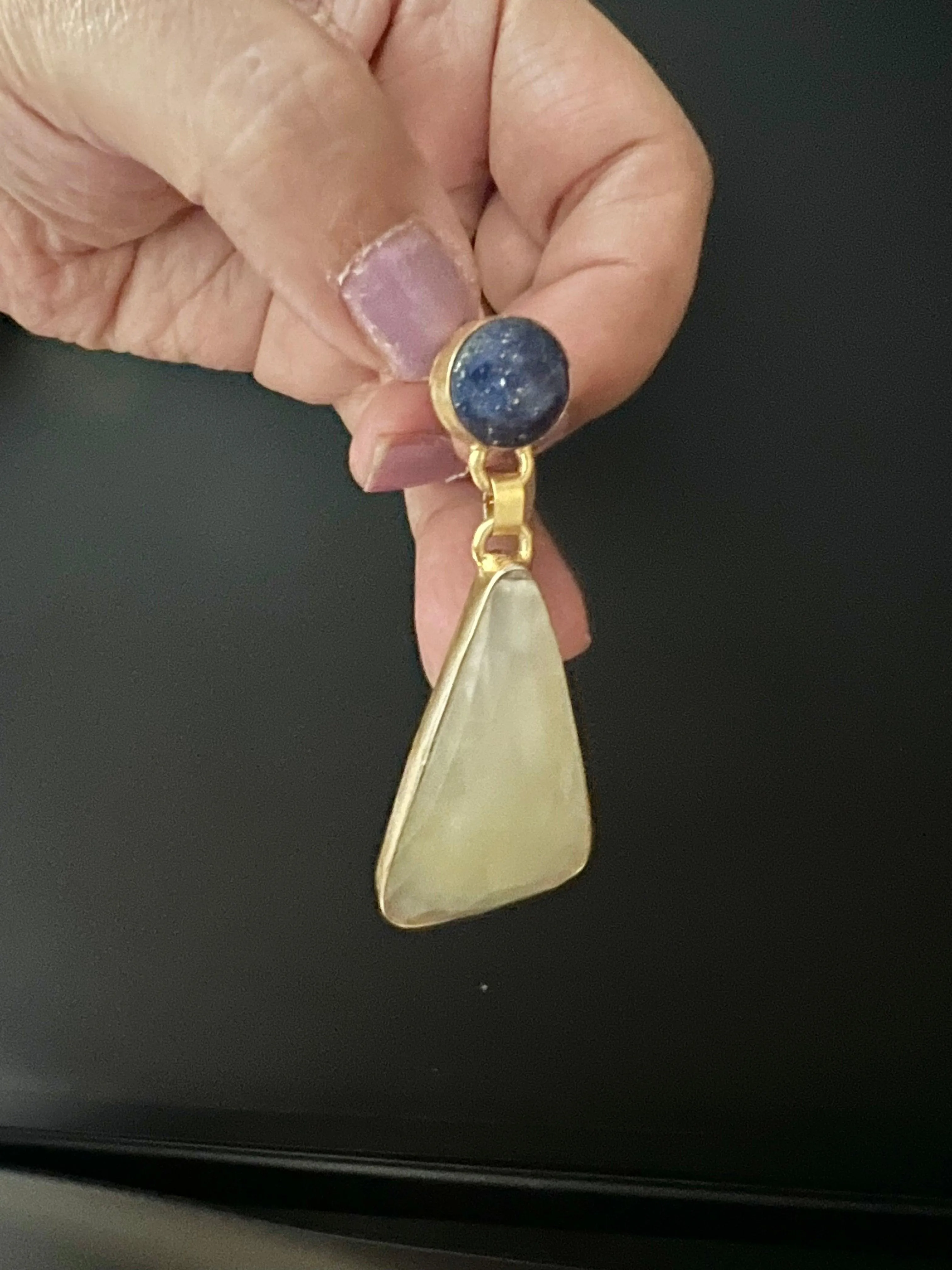 Lapis and Lemon Quartz Earrings
