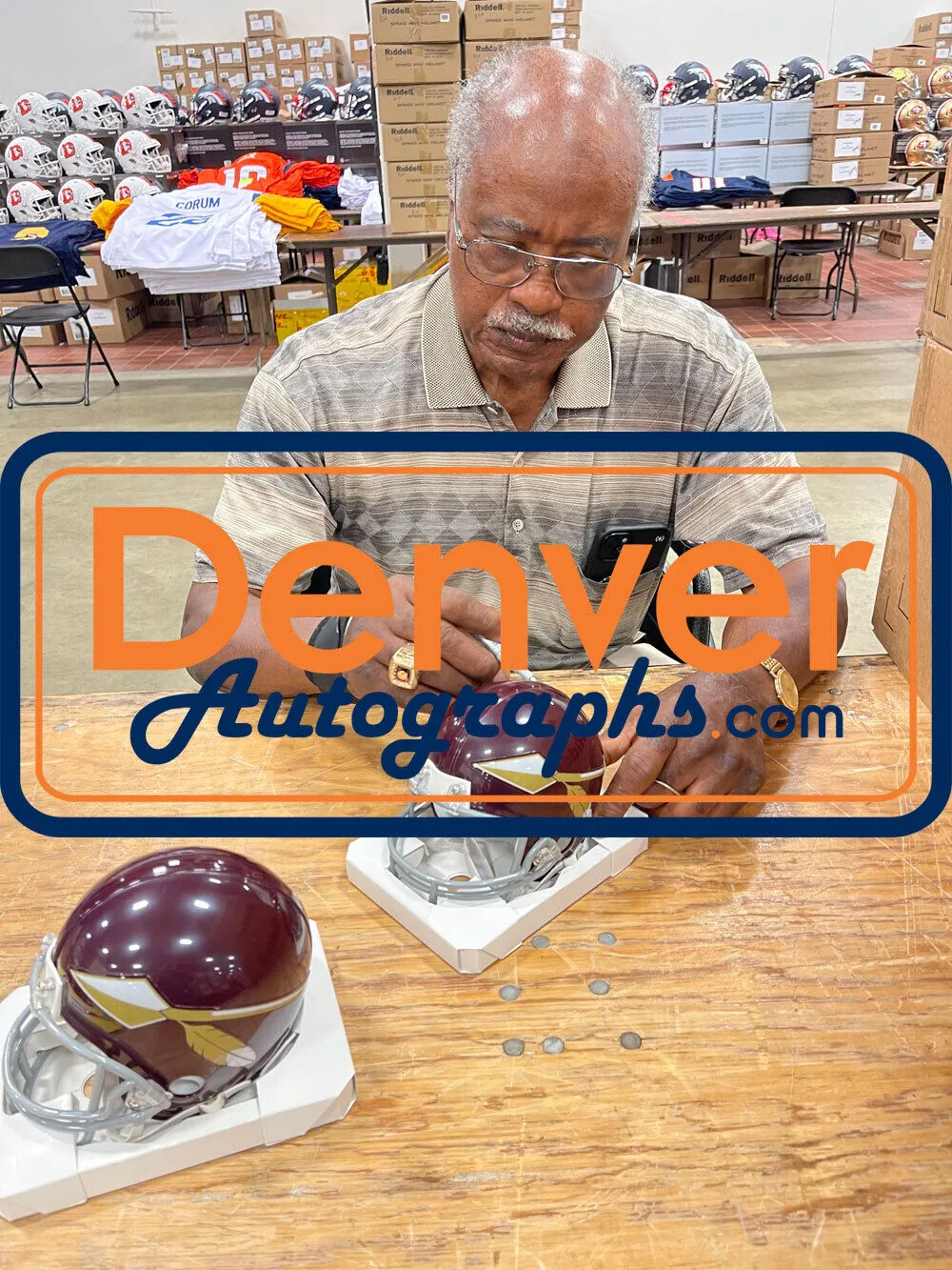 Larry Brown Autographed/Signed Washington Redskins TB VSR4 Mini Helmet BAS 48413