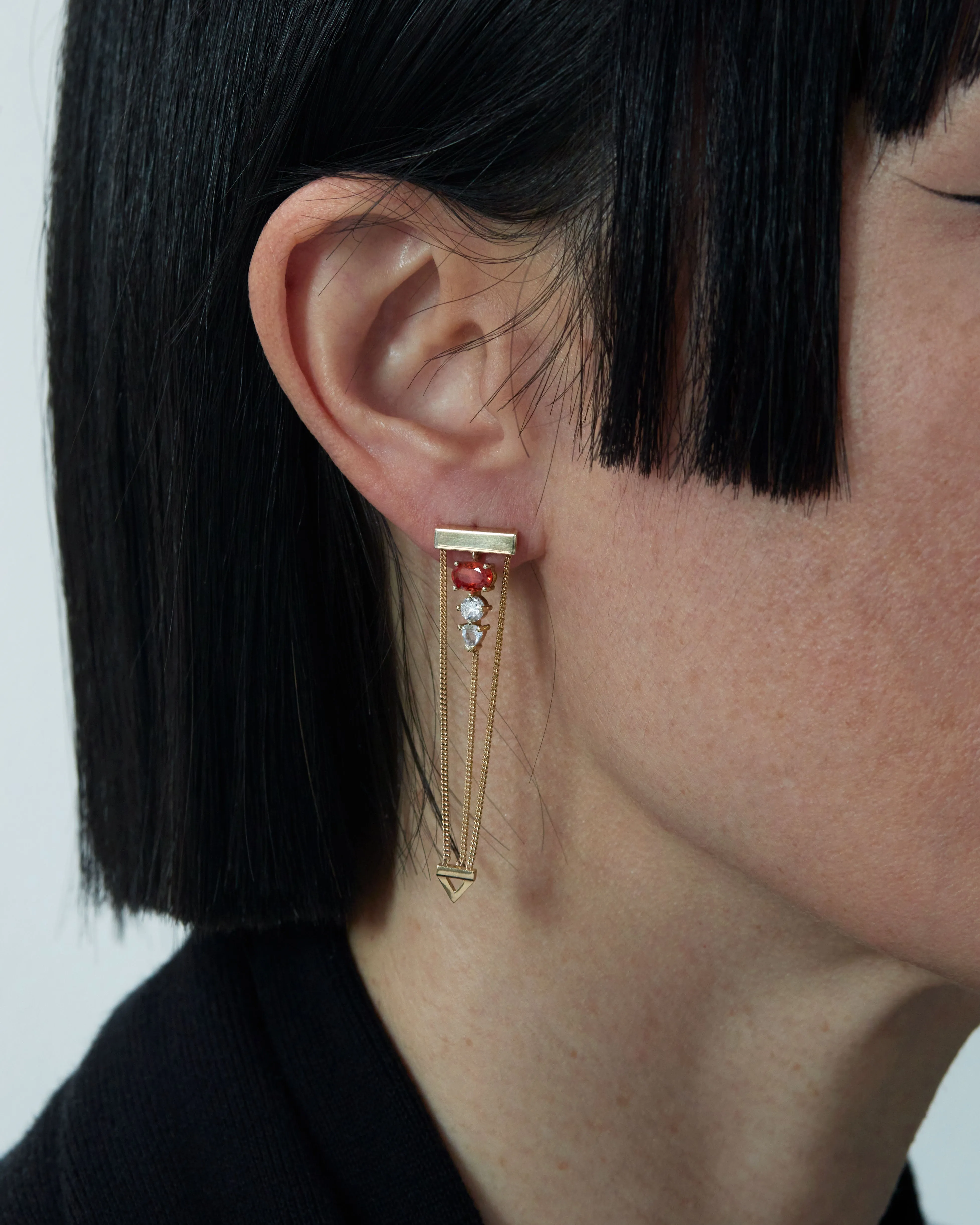 Levitate Trio Earring Garnet - One Of A Kind