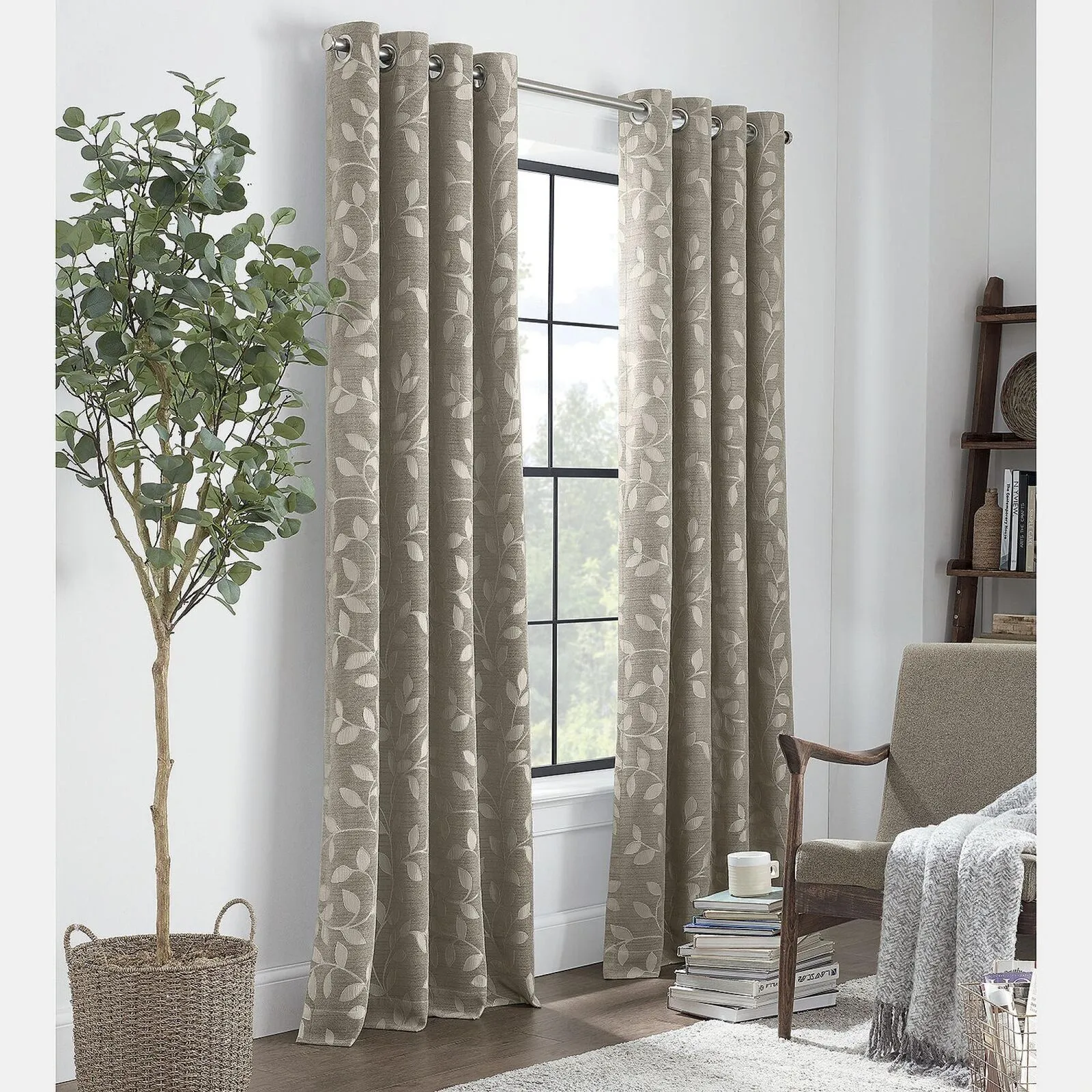 Linden Street Light-Filtering Grommet Top Curtain Panel Sullivan Khaki 50" x95"