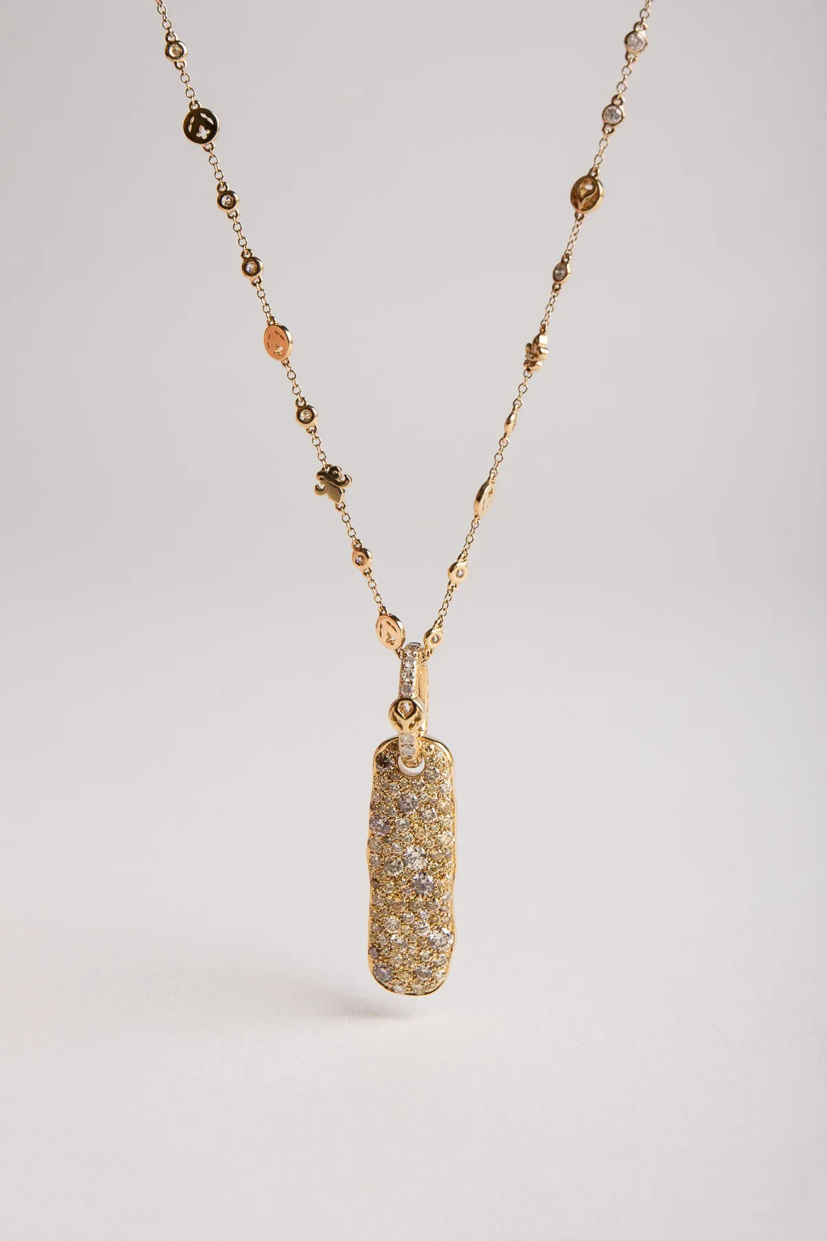 LOREE RODKIN | TINY LOGO CHAIN DIAMOND NECKLACE