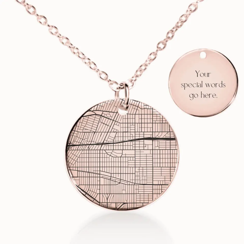 Los Angeles, California City Street Map Necklace
