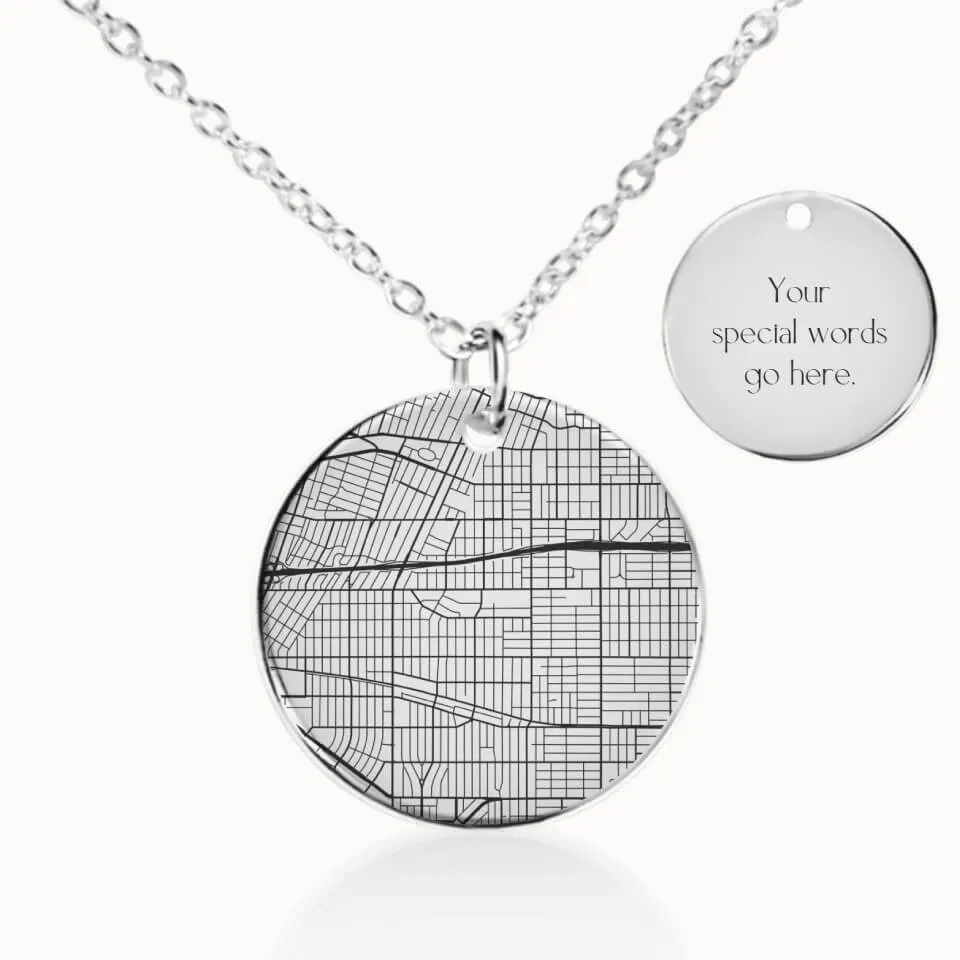 Los Angeles, California City Street Map Necklace