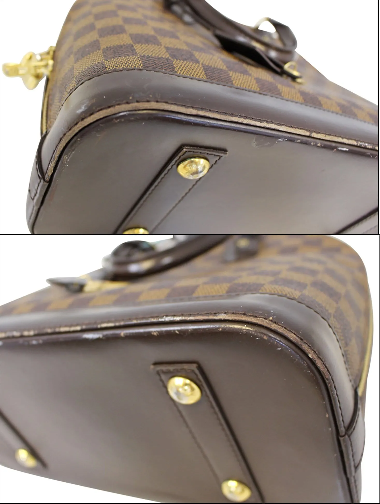 LOUIS VUITTON Alma Damier Ebene Handbag Brown