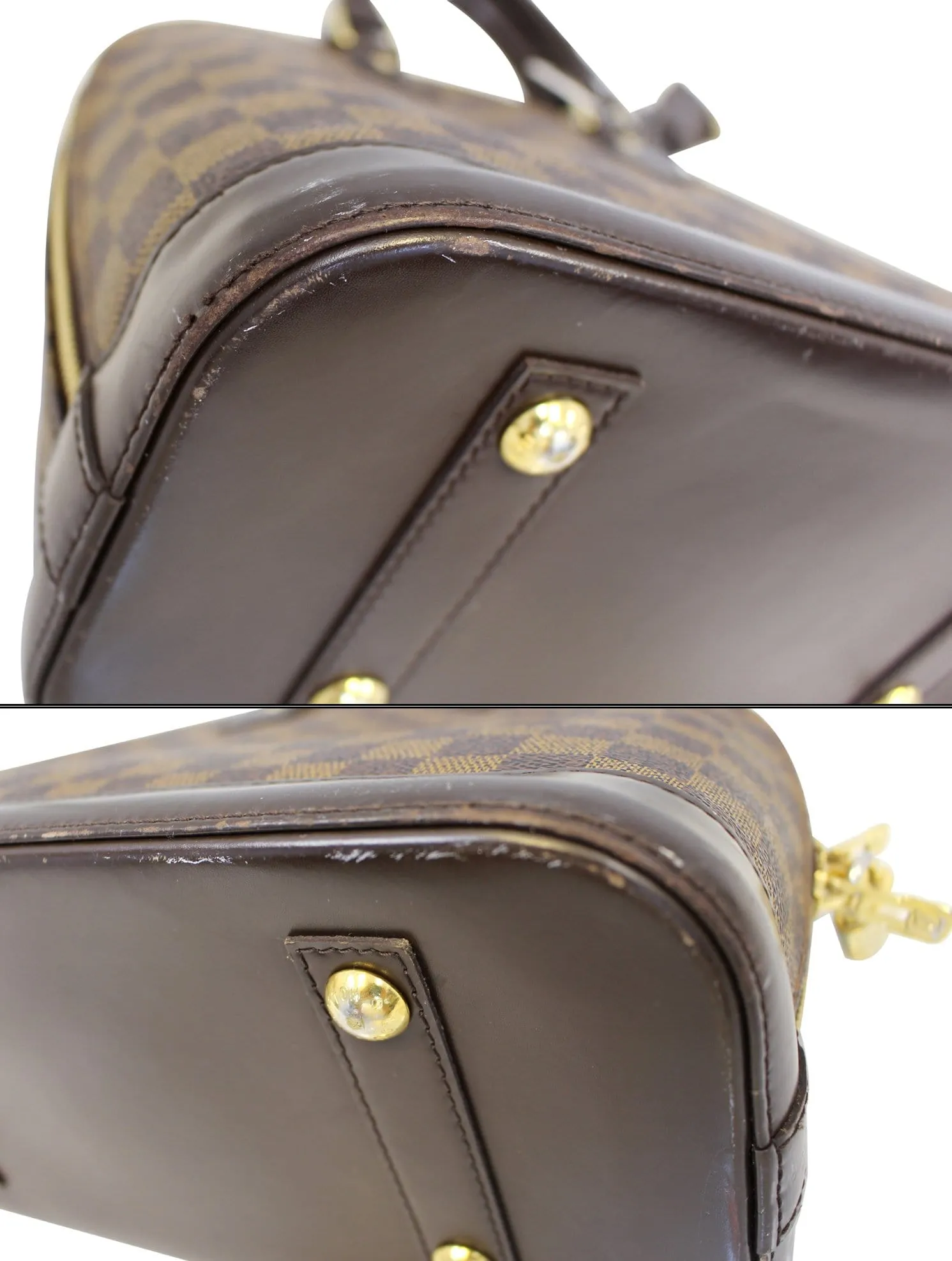 LOUIS VUITTON Alma Damier Ebene Handbag Brown