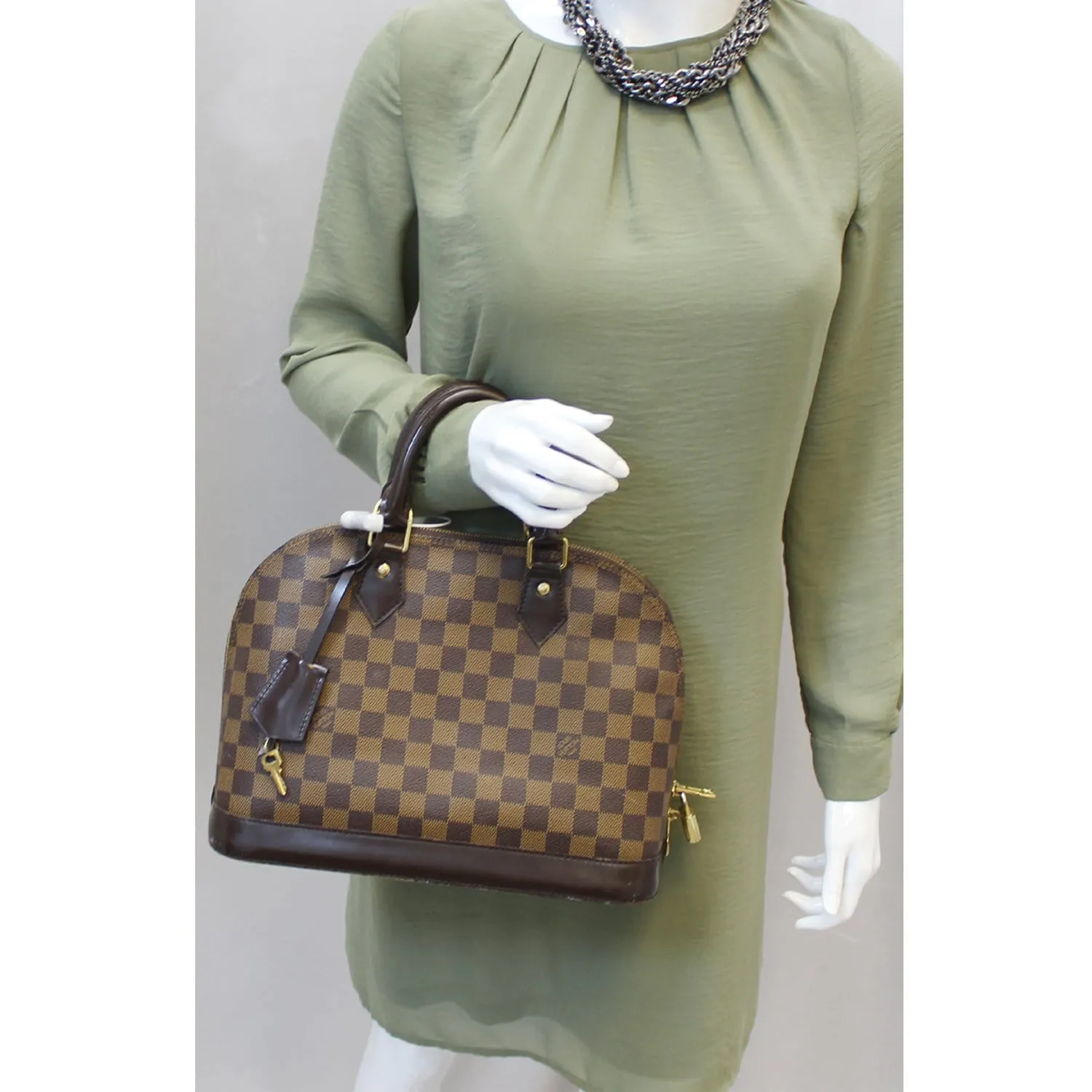 LOUIS VUITTON Alma Damier Ebene Handbag Brown