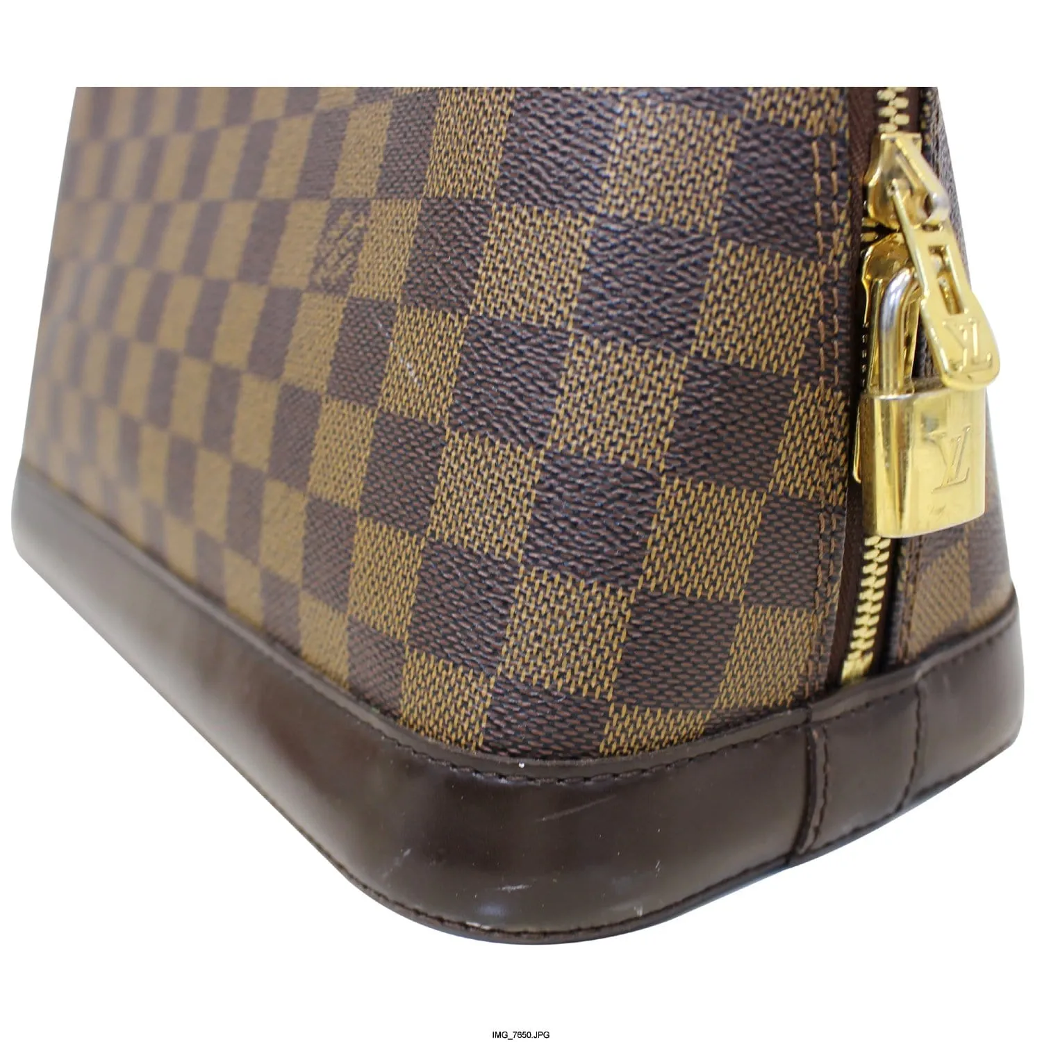 LOUIS VUITTON Alma Damier Ebene Handbag Brown