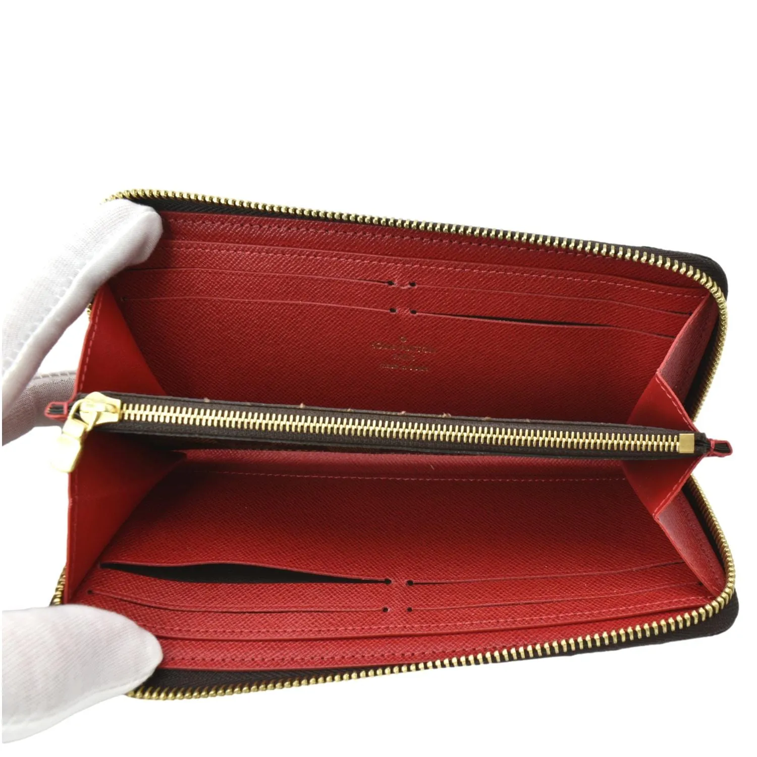 LOUIS VUITTON Clemence Damier Ebene  Zippy Wallet Brown