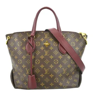 LOUIS VUITTON Flower Zipped Monogram Canvas Tote Bag Brown