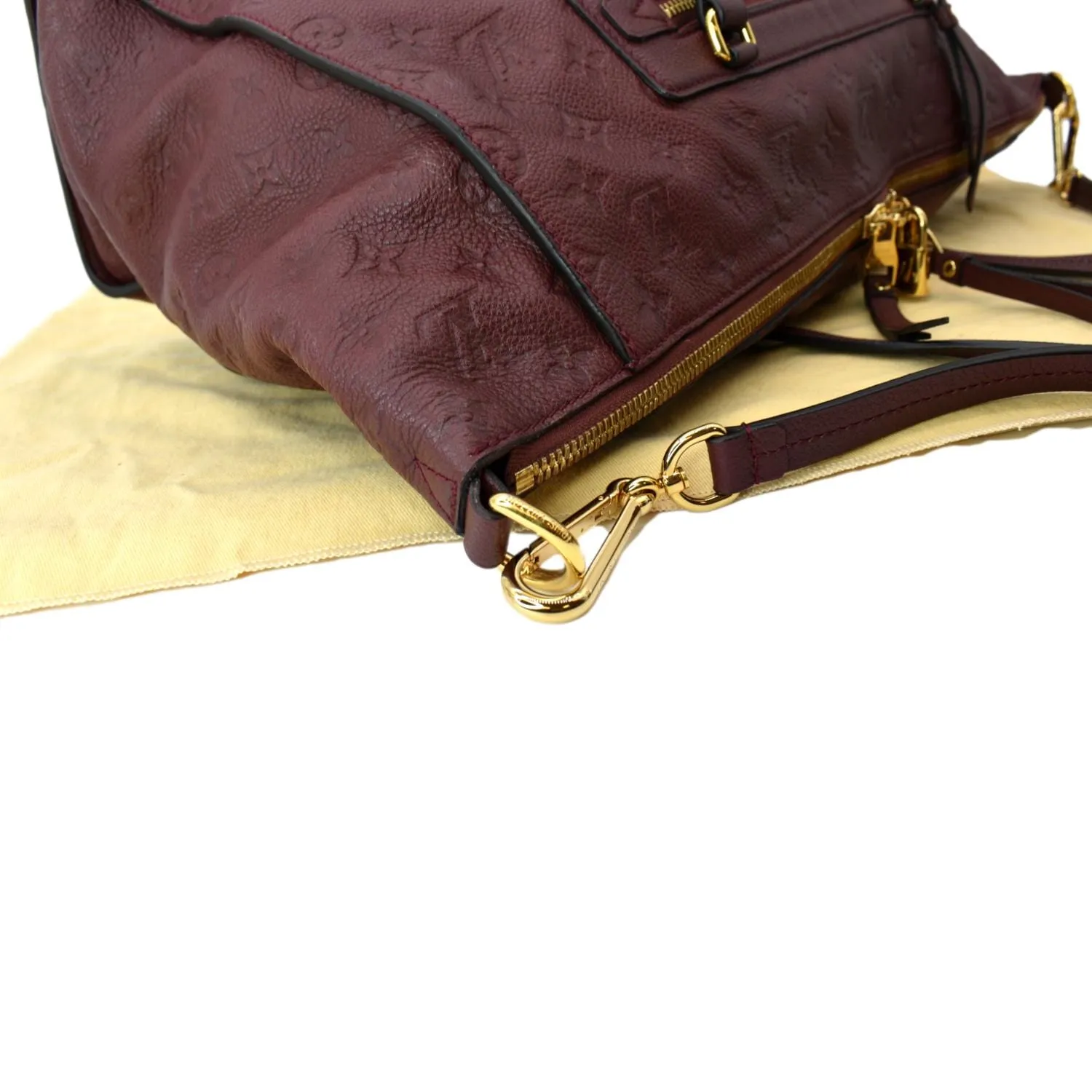 LOUIS VUITTON Lumineuse GM Monogram Empreinte Shoulder Bag Red