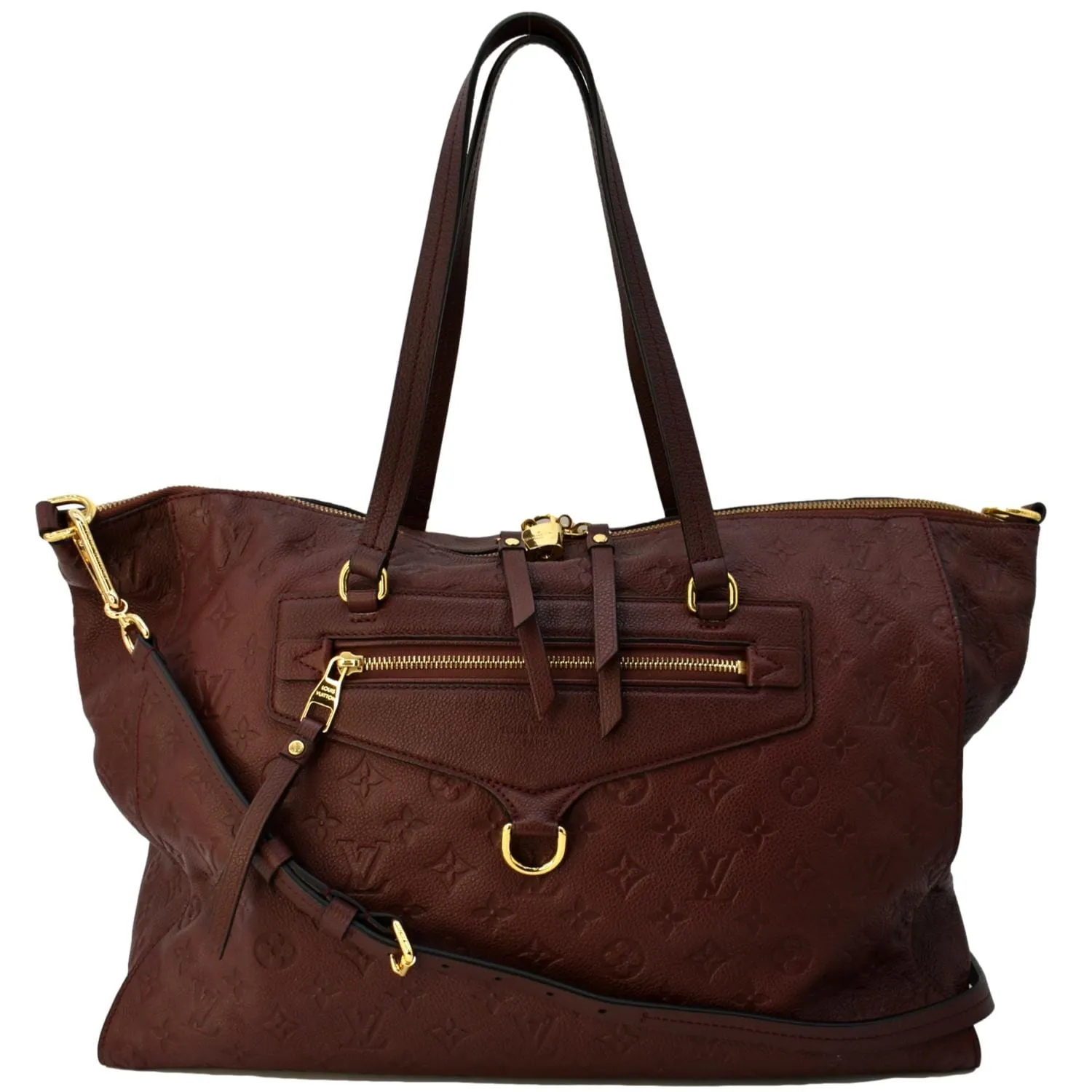 LOUIS VUITTON Lumineuse GM Monogram Empreinte Shoulder Bag Red