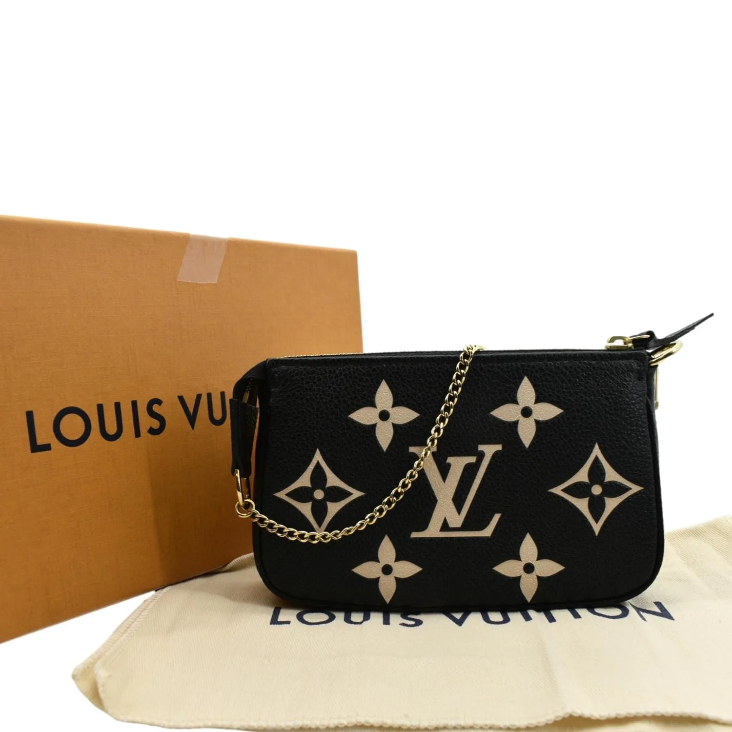 LOUIS VUITTON Mini Pochette Bicolor Monogram Empreinte Accessoires Pouch Black