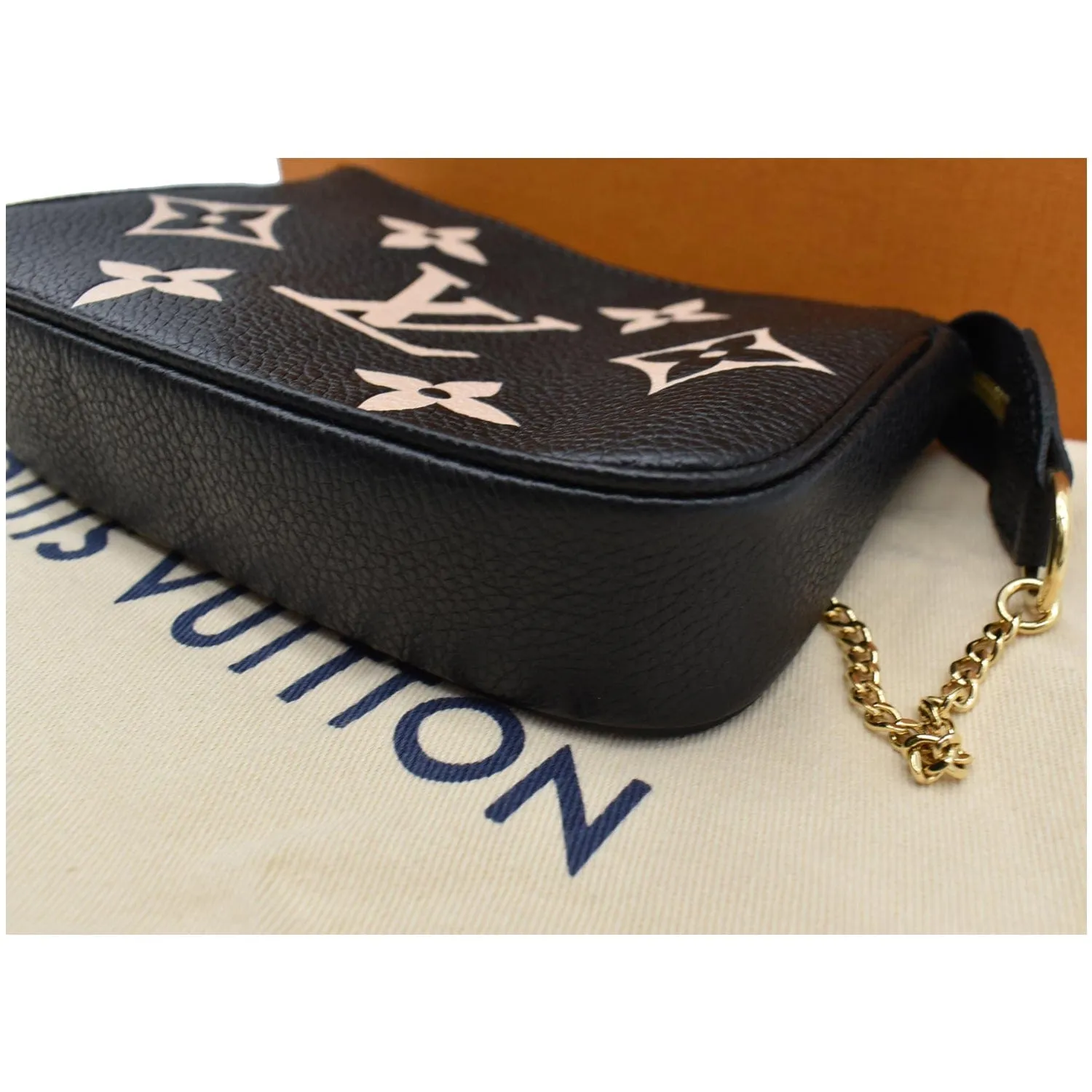 LOUIS VUITTON Mini Pochette Bicolor Monogram Empreinte Accessoires Pouch Black