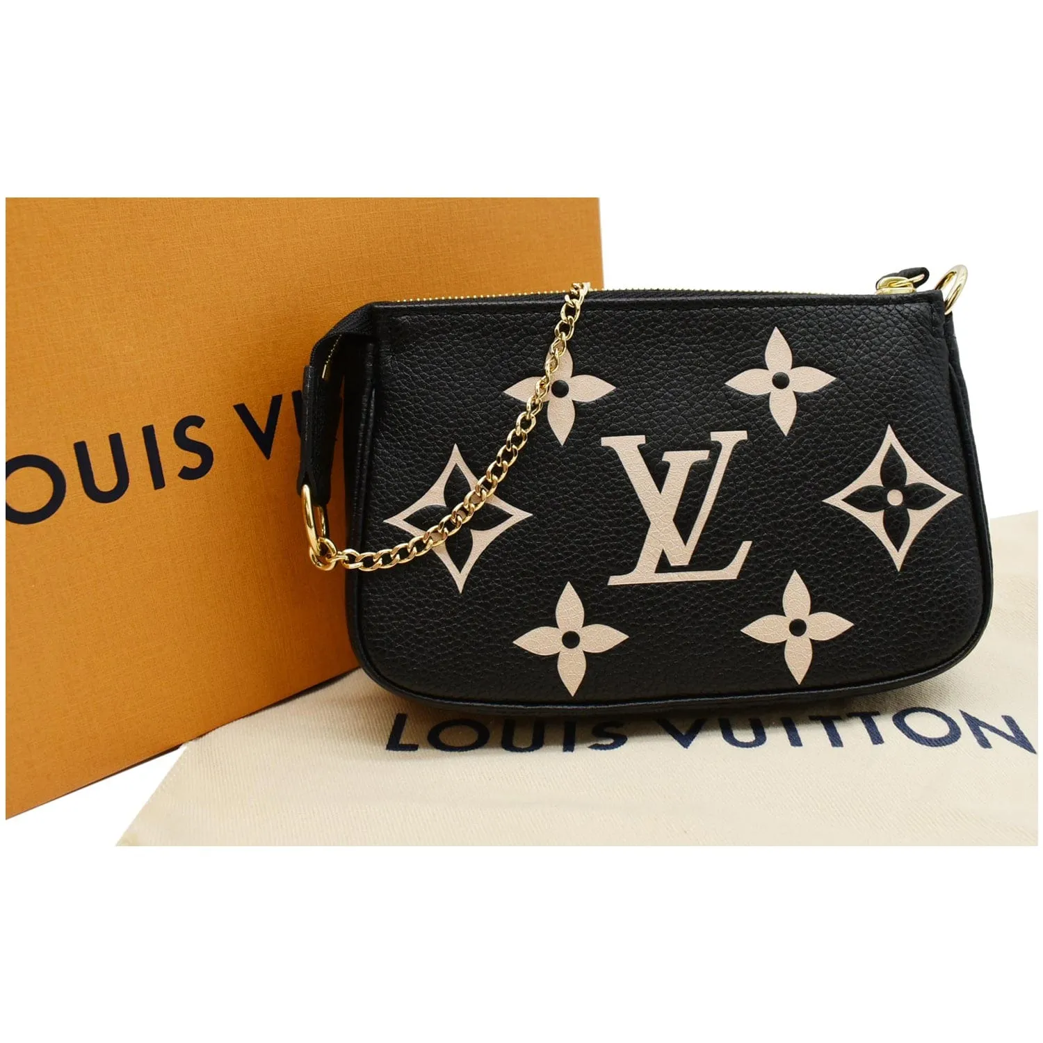 LOUIS VUITTON Mini Pochette Bicolor Monogram Empreinte Accessoires Pouch Black