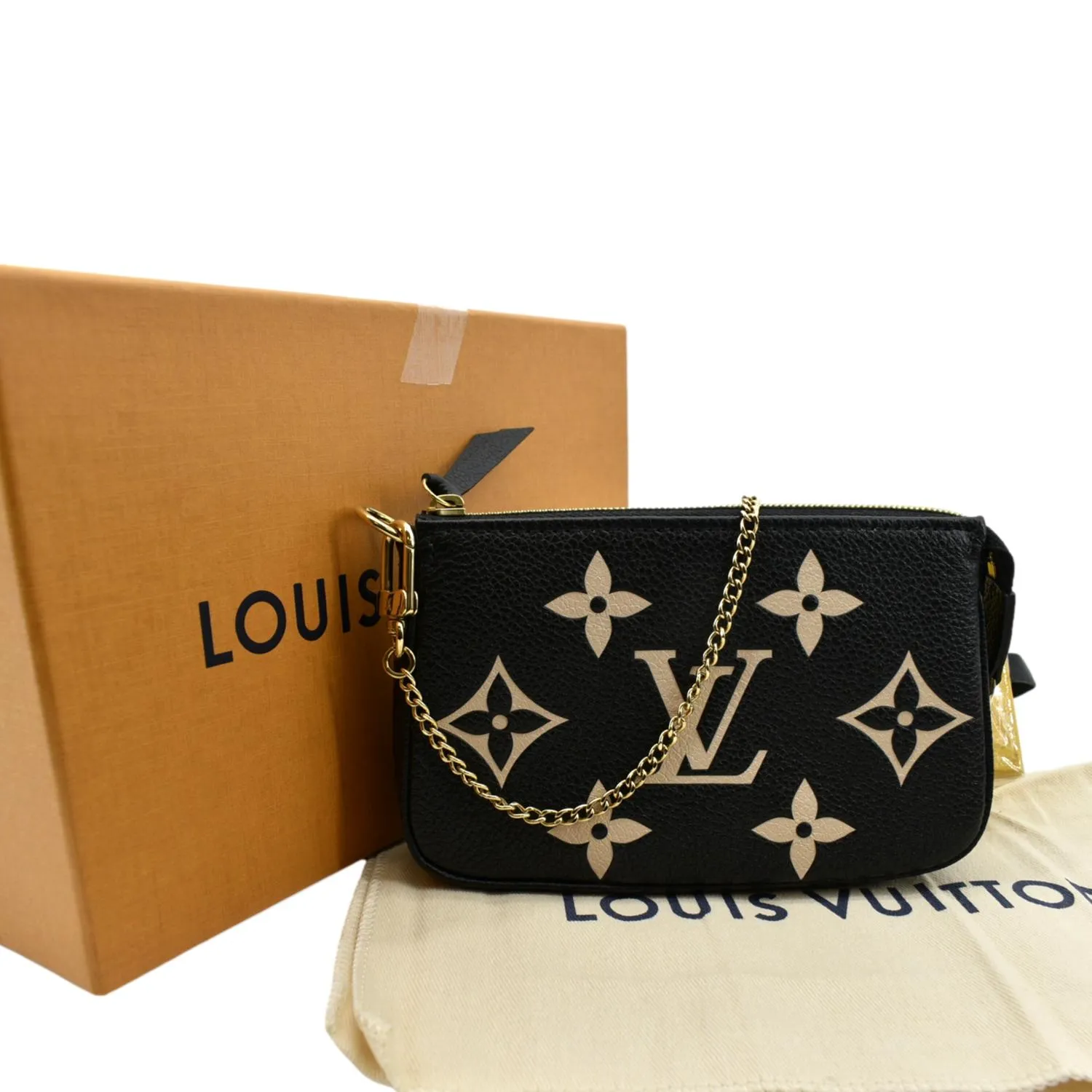 LOUIS VUITTON Mini Pochette Bicolor Monogram Empreinte Accessoires Pouch Black