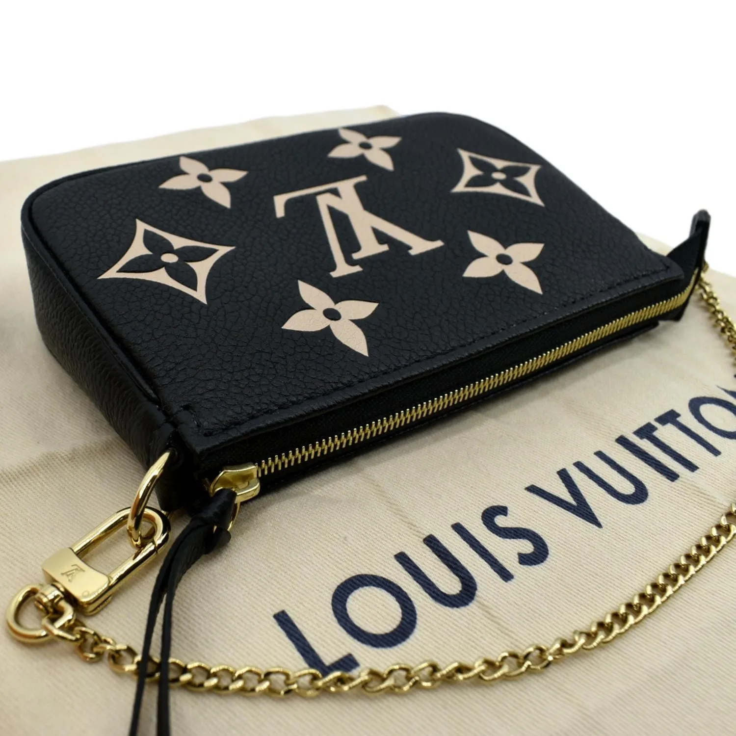 LOUIS VUITTON Mini Pochette Bicolor Monogram Empreinte Accessoires Pouch Black
