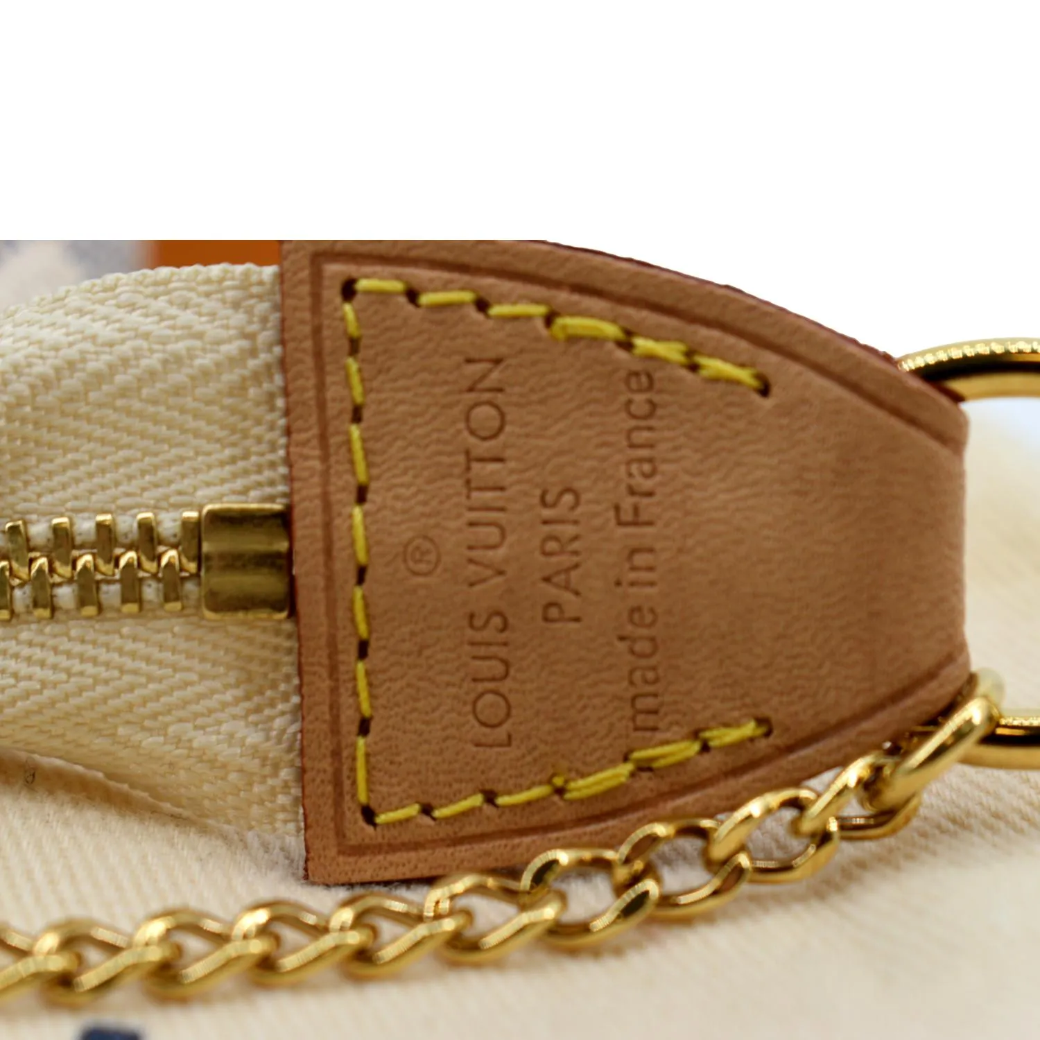 LOUIS VUITTON Mini Pochette Damier Azur Accessories Pouch White