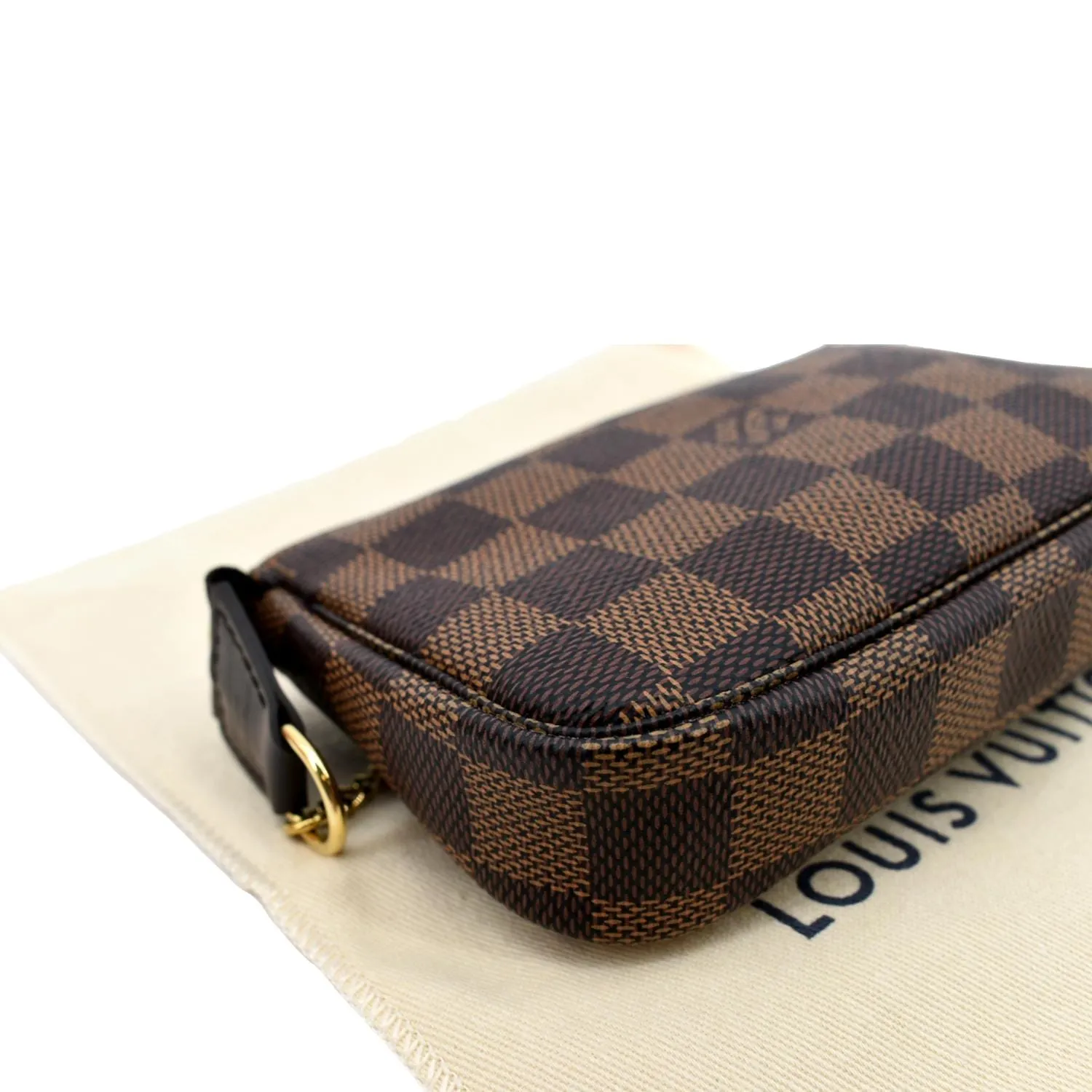 LOUIS VUITTON Mini Pochette Damier Ebene Accessories Pouch Brown