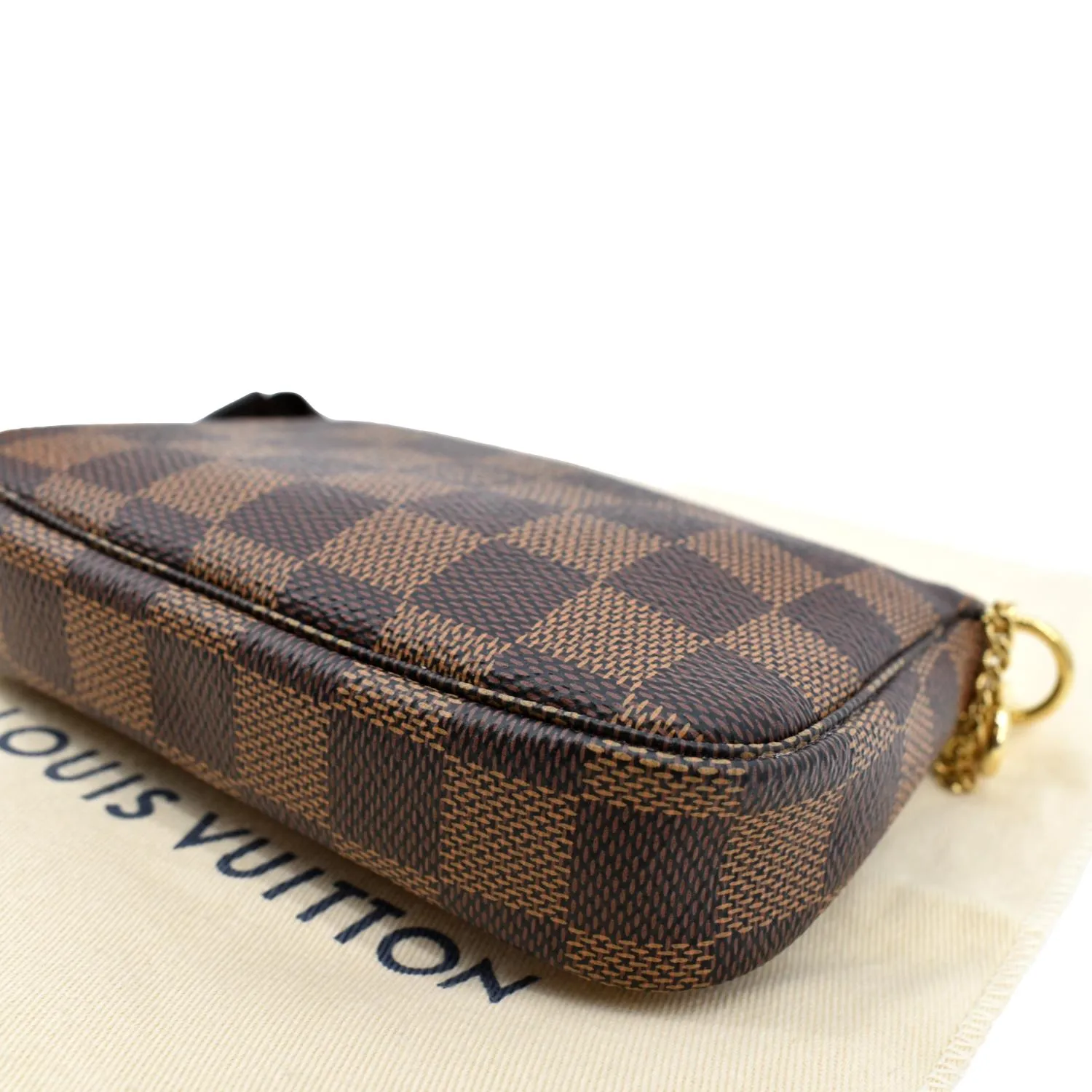 LOUIS VUITTON Mini Pochette Damier Ebene Accessories Pouch Brown