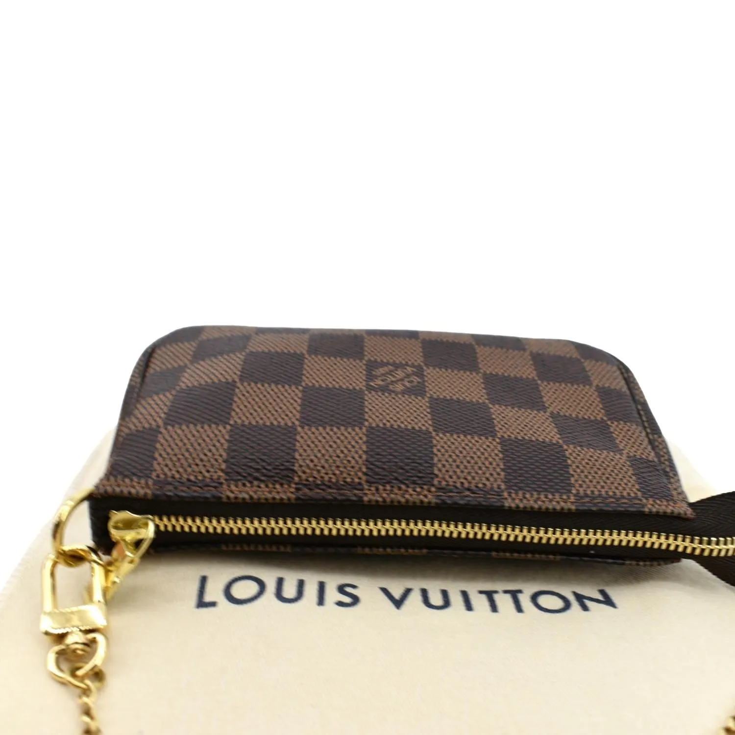 LOUIS VUITTON Mini Pochette Damier Ebene Accessories Pouch Brown