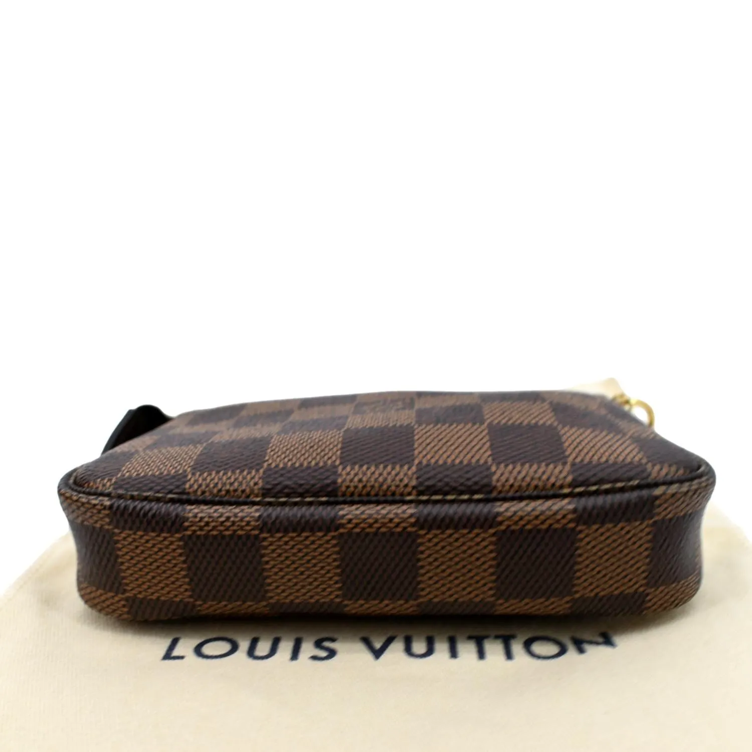 LOUIS VUITTON Mini Pochette Damier Ebene Accessories Pouch Brown
