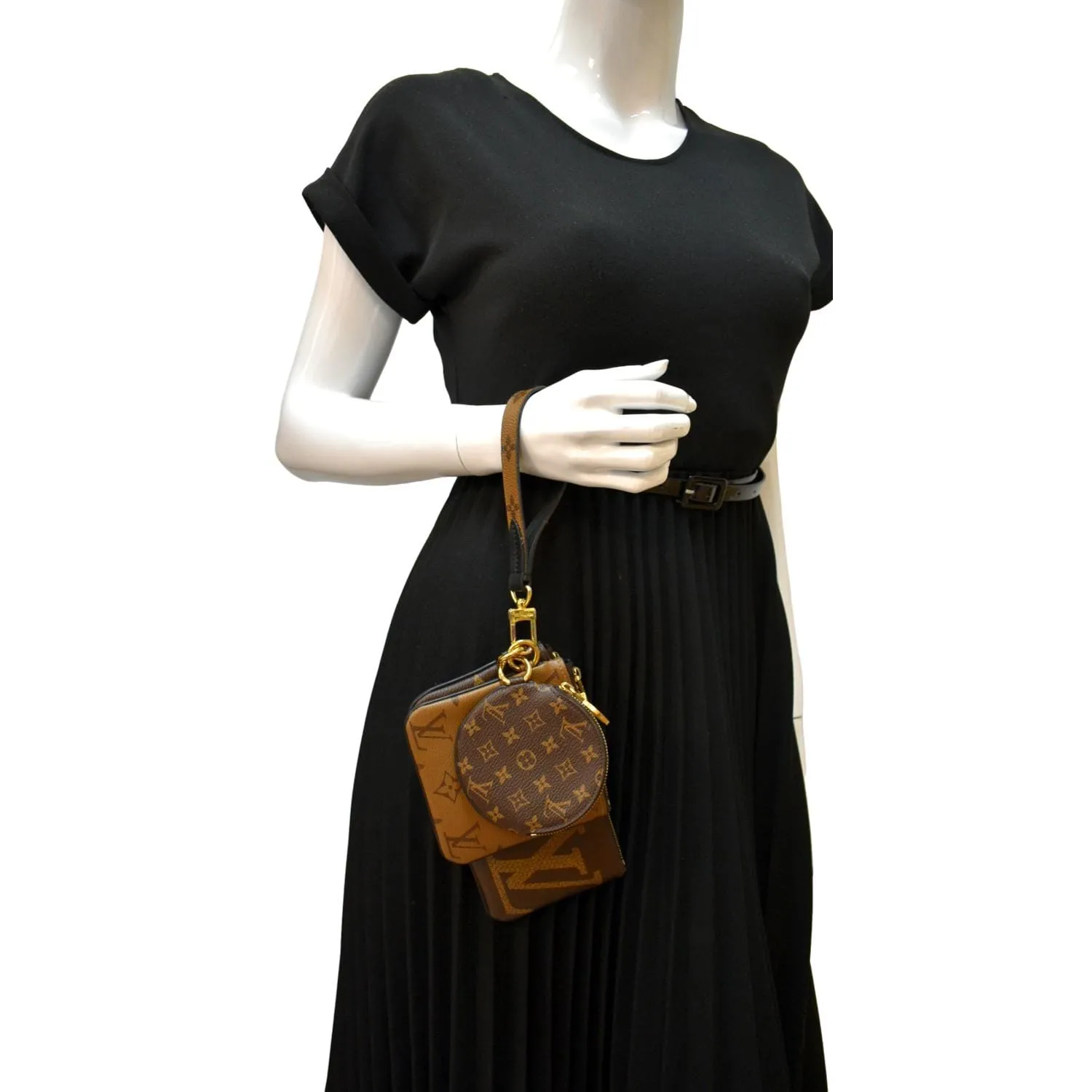 LOUIS VUITTON Monogram Canvas Trio Pouch Bag Brown