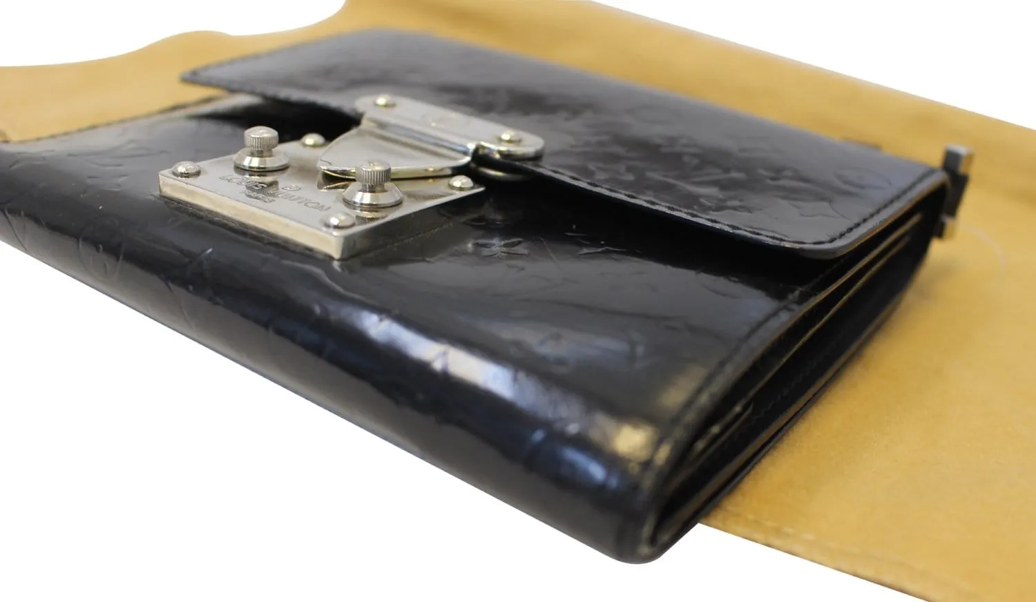 LOUIS VUITTON Monogram Mini Glace Anouchka PM Wallet Purse Black - Sale