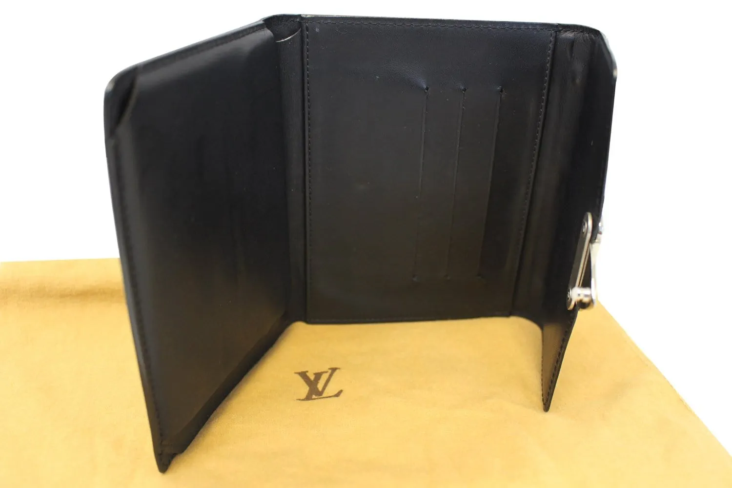 LOUIS VUITTON Monogram Mini Glace Anouchka PM Wallet Purse Black - Sale