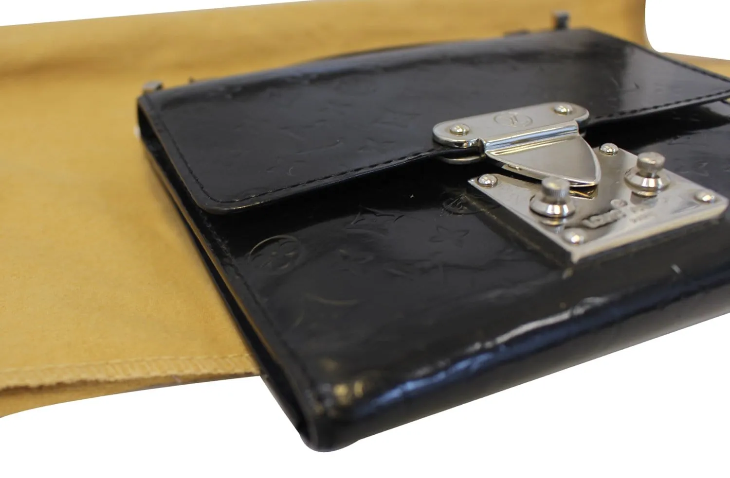 LOUIS VUITTON Monogram Mini Glace Anouchka PM Wallet Purse Black - Sale