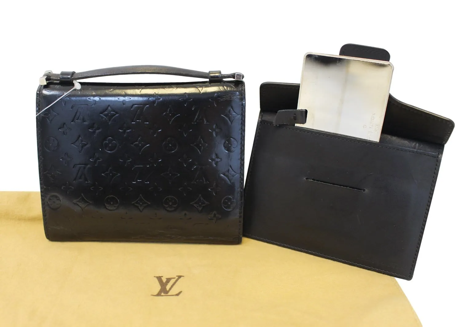 LOUIS VUITTON Monogram Mini Glace Anouchka PM Wallet Purse Black - Sale