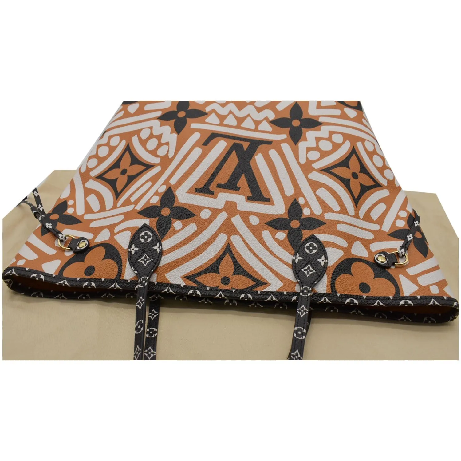 LOUIS VUITTON Neverfull Crafty MM Monogram Gaint Canvas Tote Bag Caramel