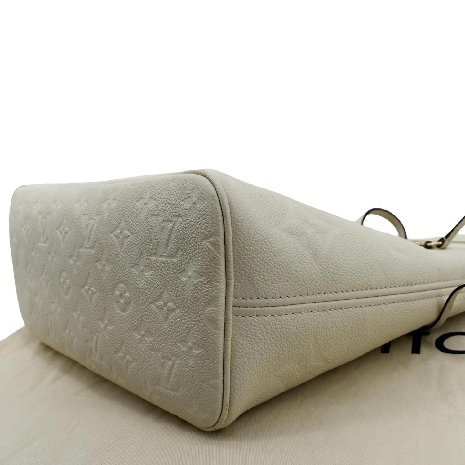 LOUIS VUITTON Neverfull MM Monogram Empreinte Tote Bag Beige