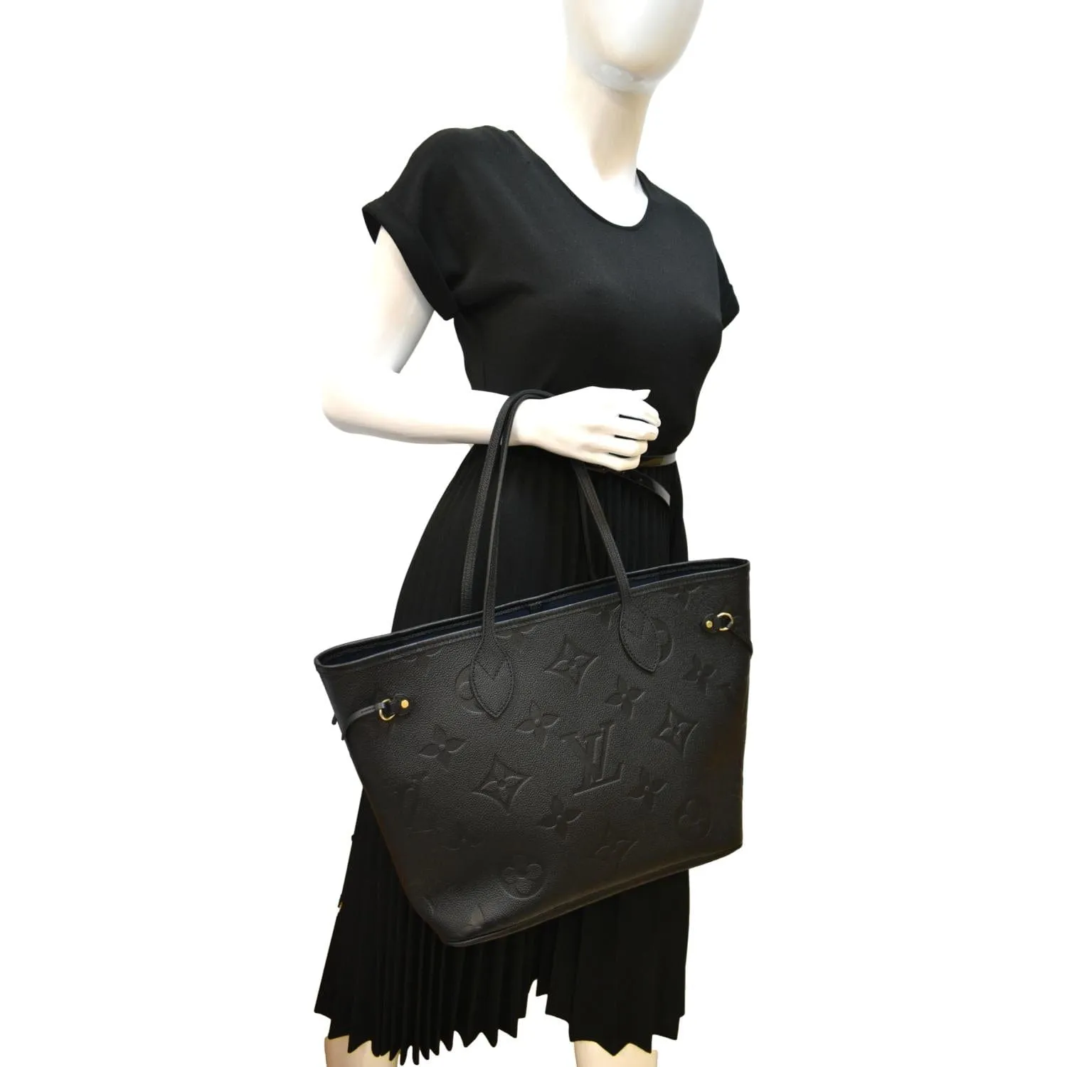 LOUIS VUITTON  Neverfull MM Monogram Empreinte Tote Bag Black