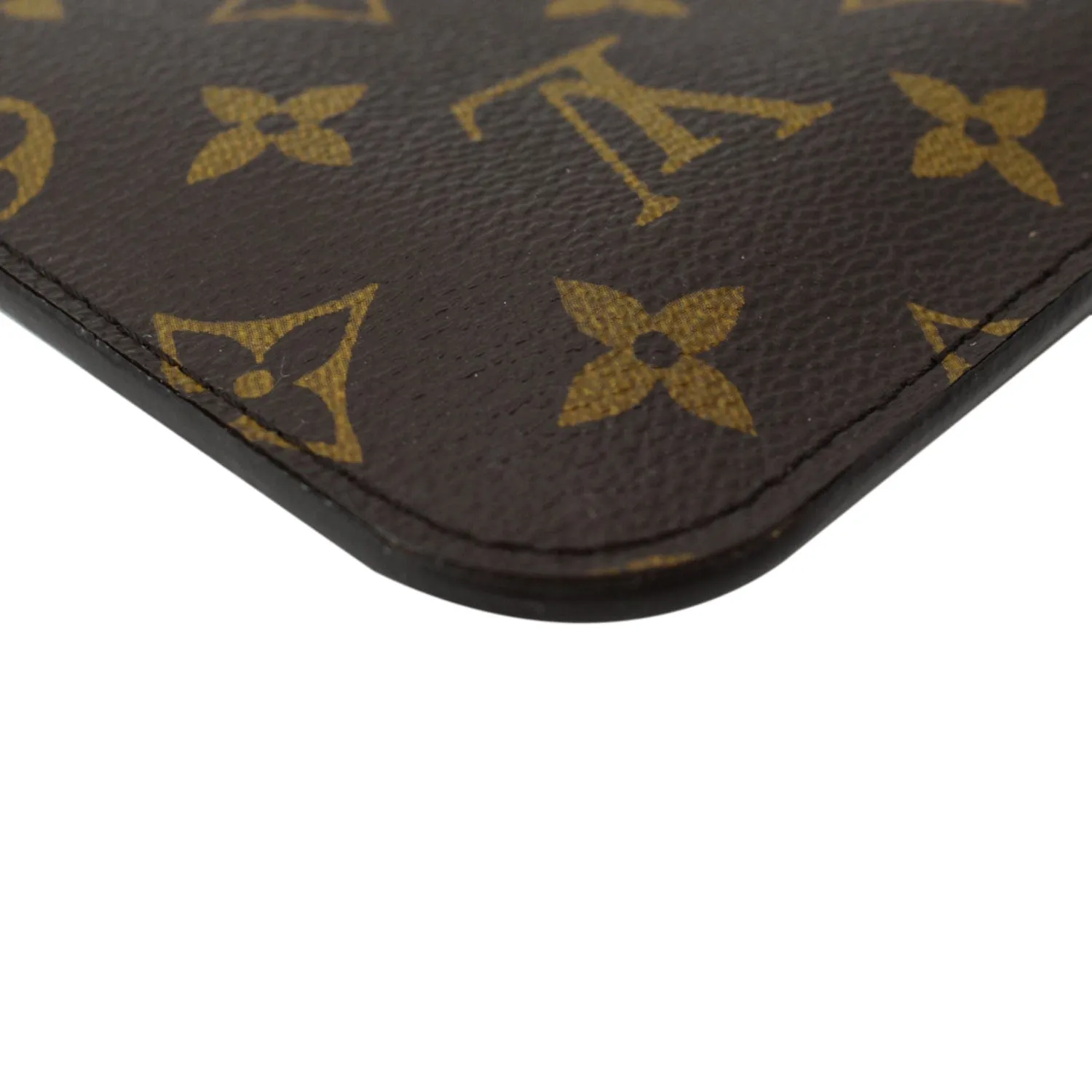 LOUIS VUITTON Neverfull Monogram Canvas Pochette Wristlet Pouch Brown
