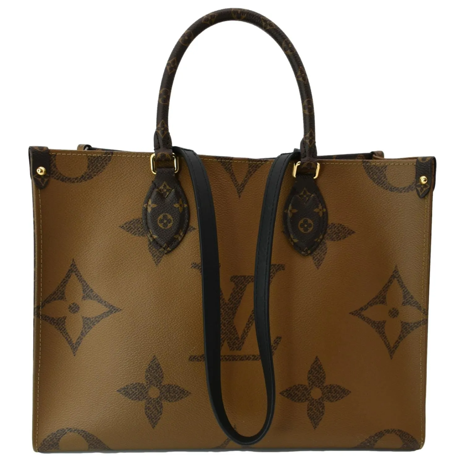 LOUIS VUITTON Onthego MM Giant Monogram Canvas Tote Shoulder Bag Brown