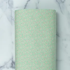 Love at First Sight Collection - Romantic Tiny Flowers and Polka Dots - Purple Roses on Green Background