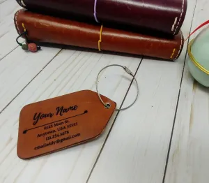 Luggage Tags, Engraved Leather Luggage Tags, Full Grain Leather, Sold as a Single Tag or a Pair