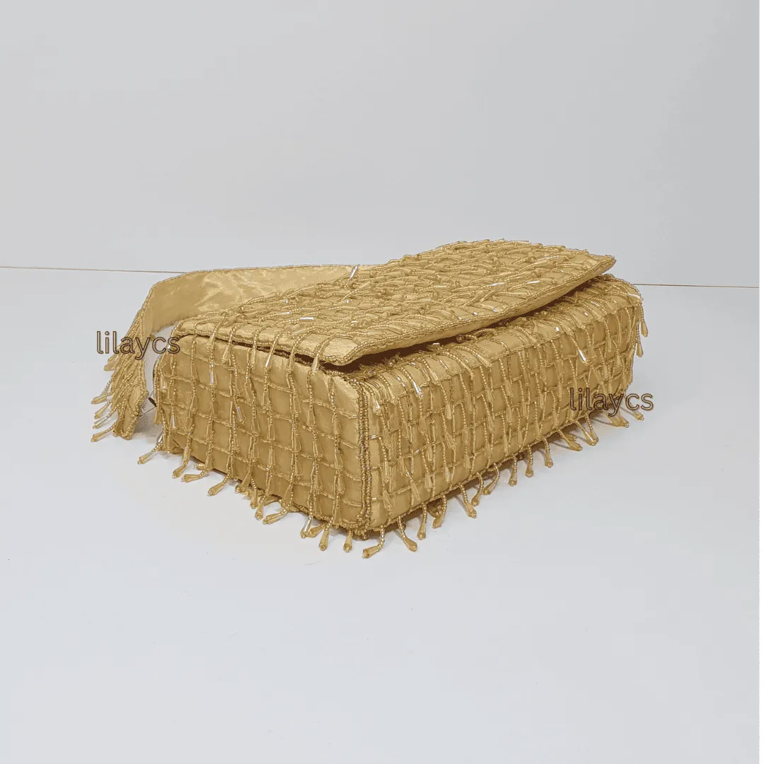 Luxe Gold Beaded Bag