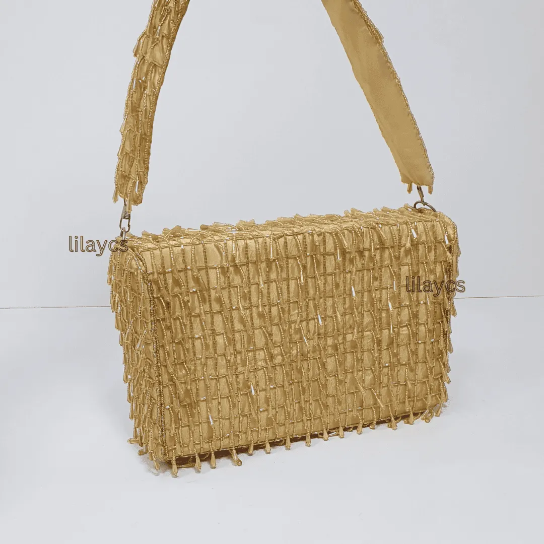 Luxe Gold Beaded Bag