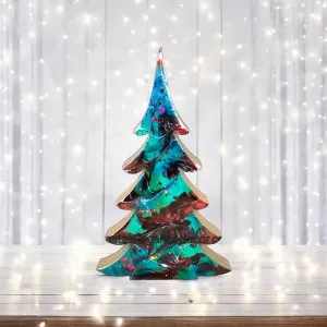 Luxurious Christmas Trees with Branches Holiday Tabletop Decoration 8 Inch Turquoise