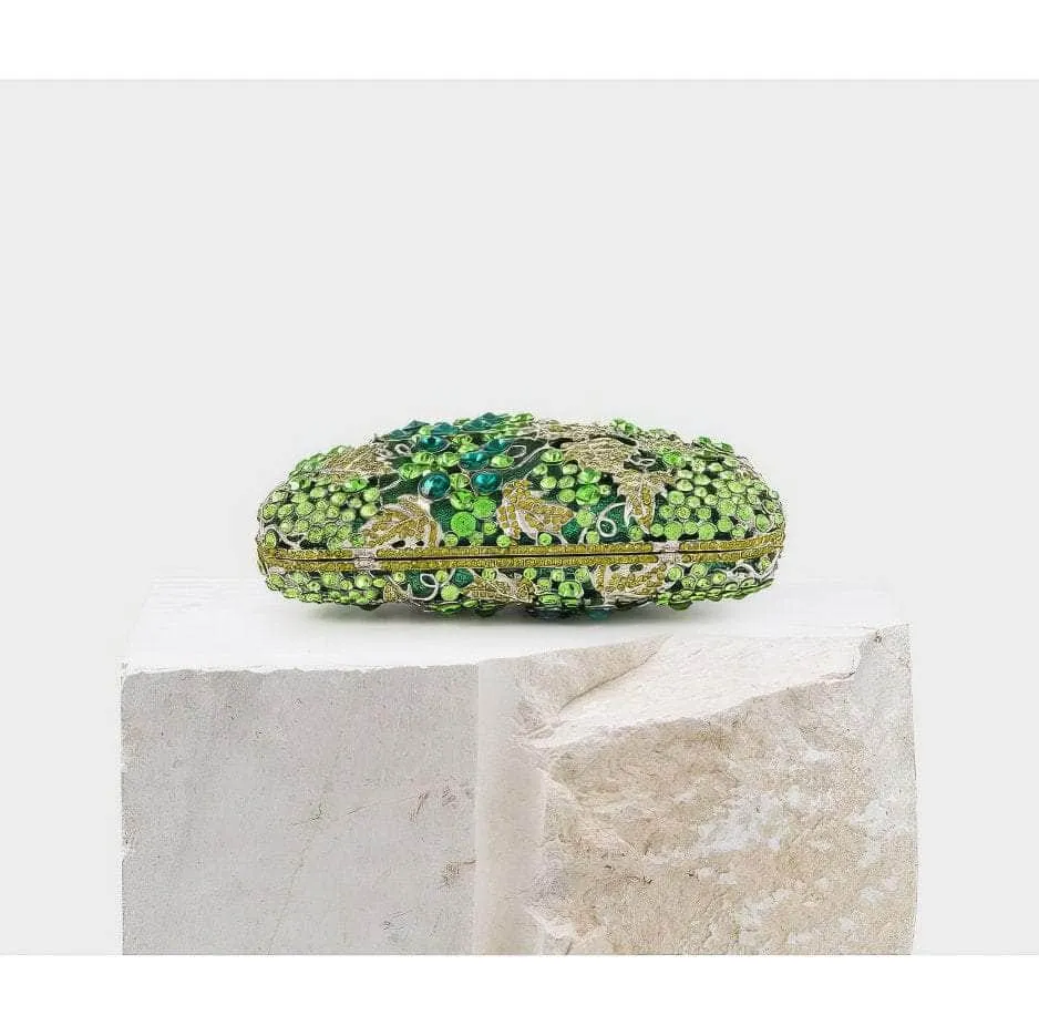 Luxurious Grape Vine Crystal Rhinestone Diamante Clutch Purse