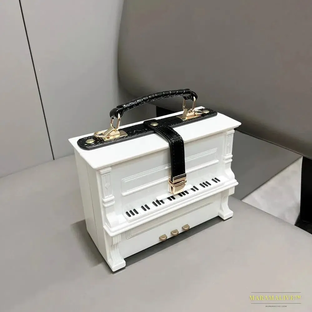 Luxury Designer Gothic Piano Shape Crossbody Handbag - Handmade, Trendy & Useful Banquet Bag