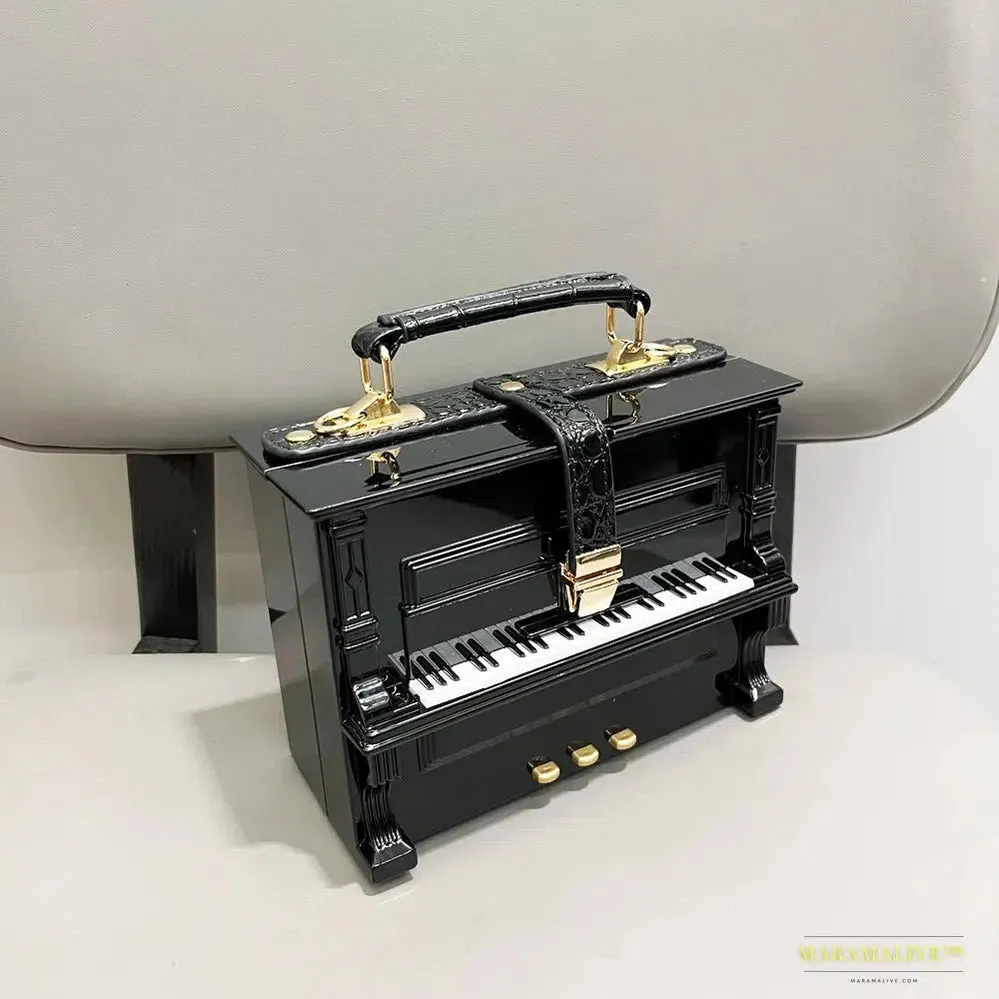 Luxury Designer Gothic Piano Shape Crossbody Handbag - Handmade, Trendy & Useful Banquet Bag