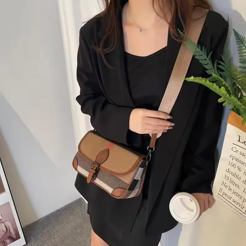Luxury Leather Canvas Plaid Handbags