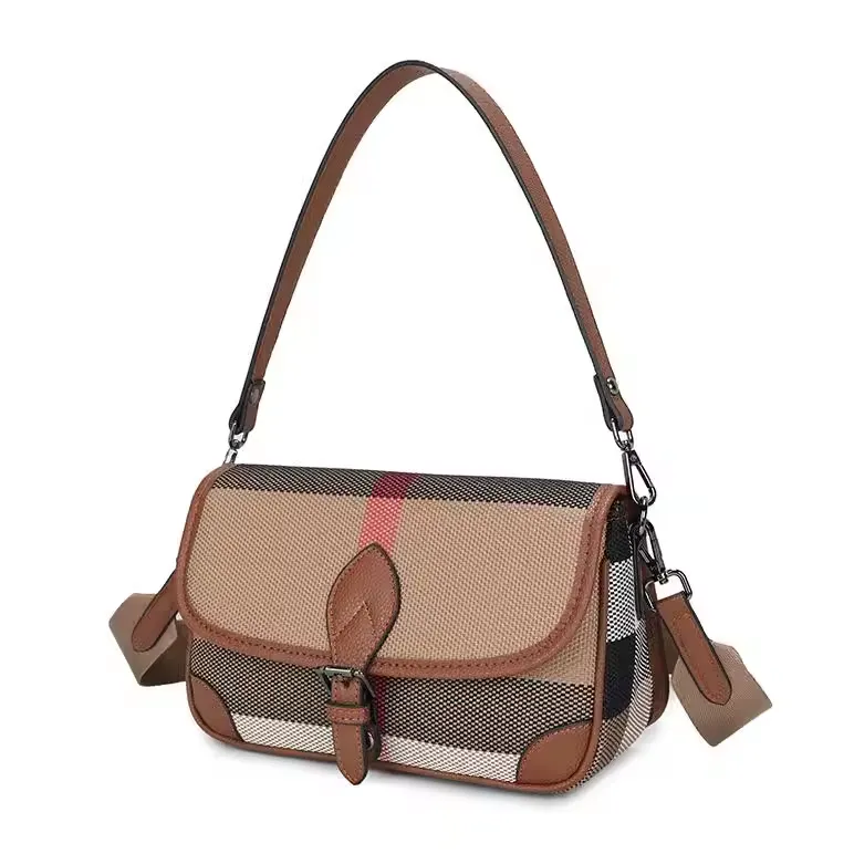 Luxury Leather Canvas Plaid Handbags