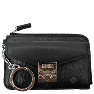 MCM Patricia Mini Visetos Coated Canvas Card Case Wallet Black