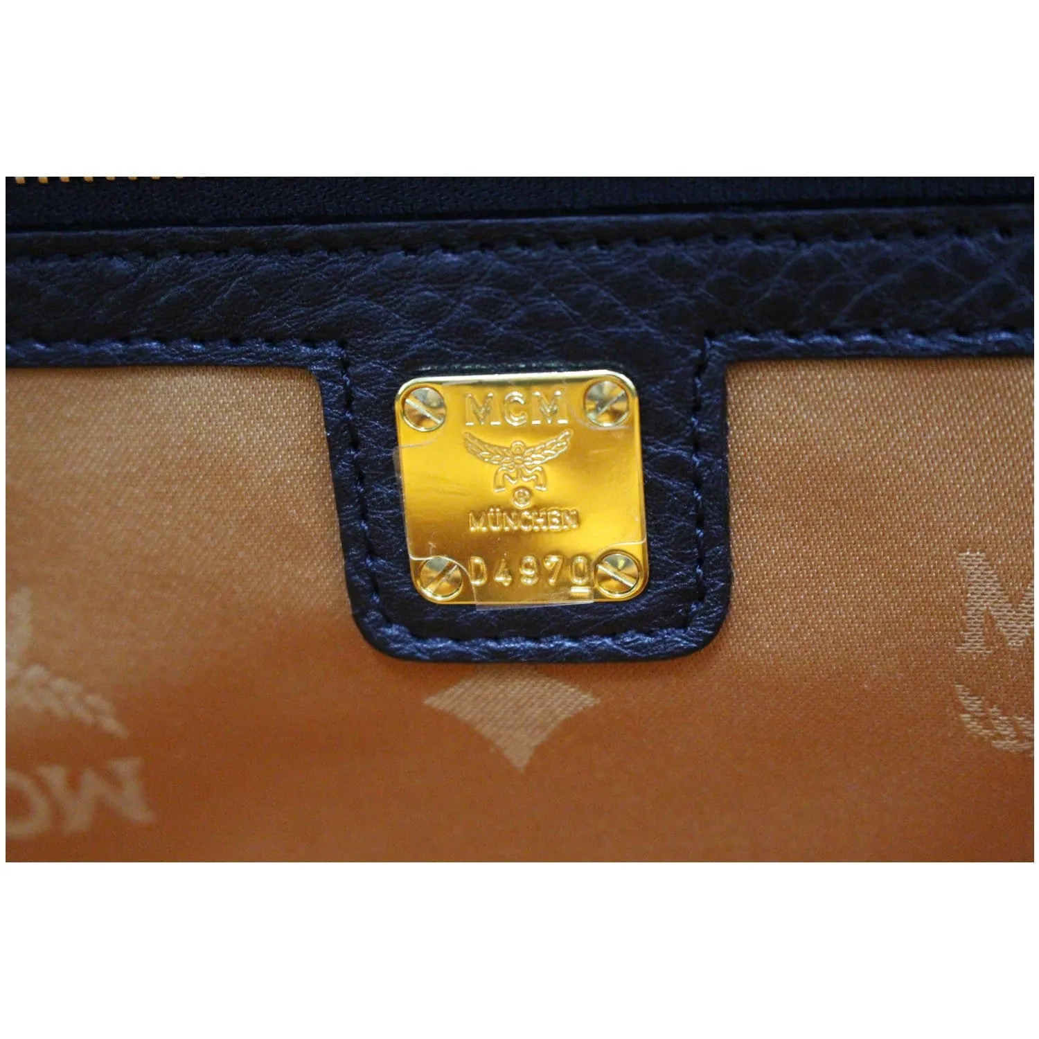MCM Vintage Visetos Small Cognac Tote Bag Black