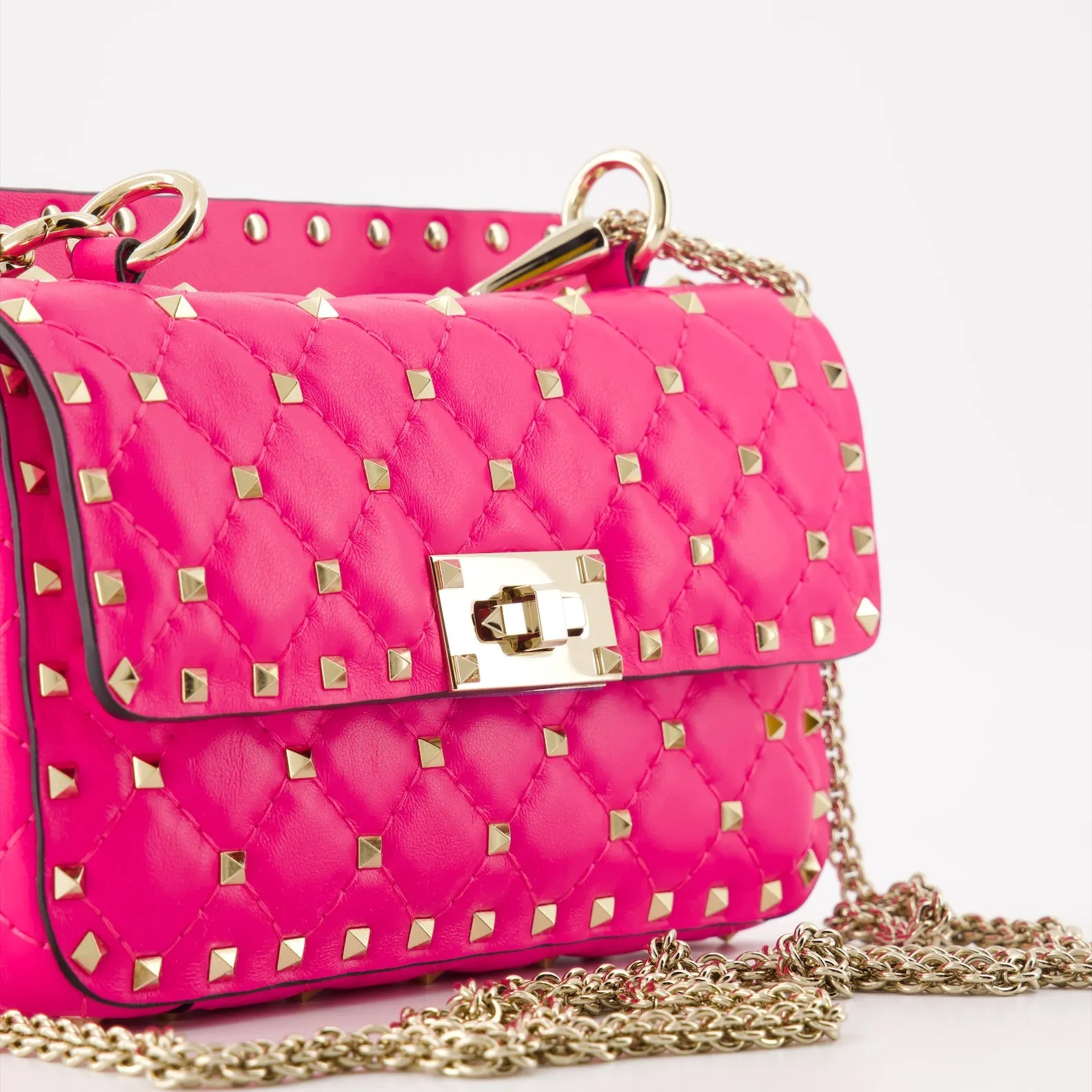 Medium Pink Rockstud Spike Bag